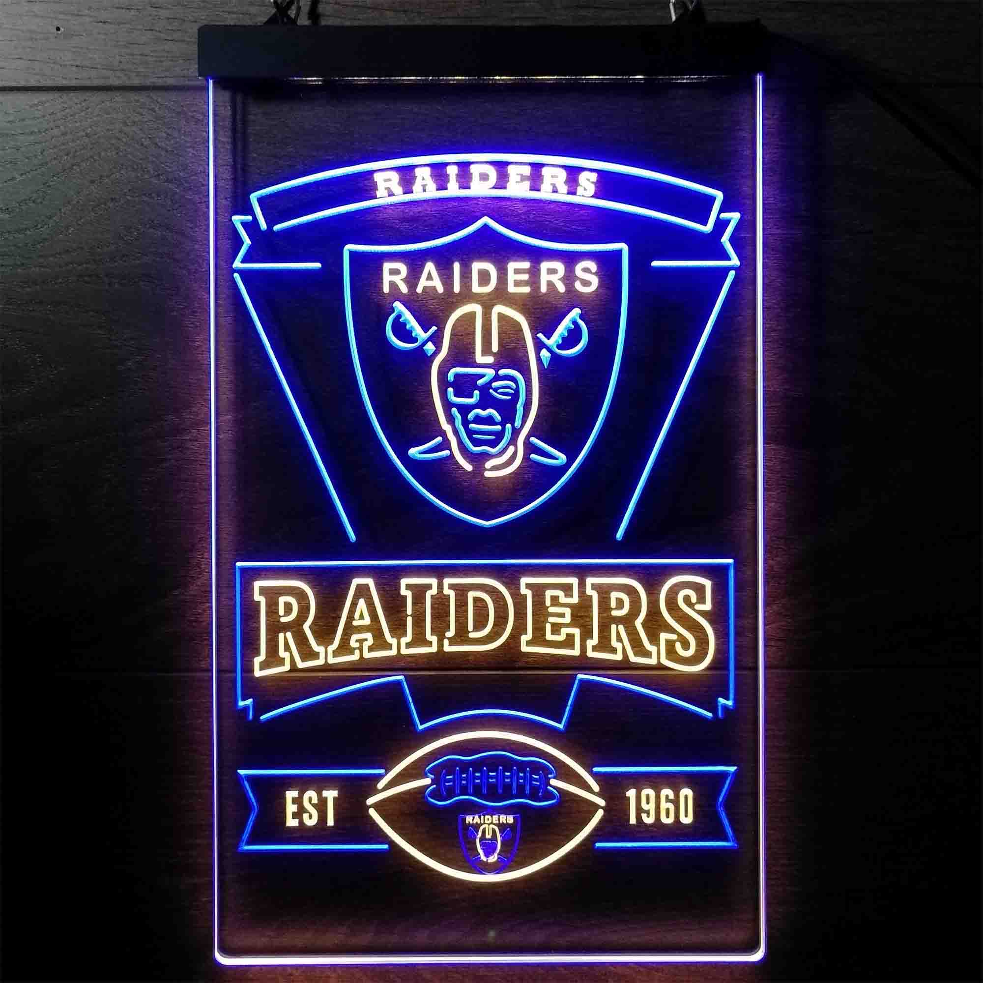 Las Vegas Raiders Est. 1960 Neon-Like Led Light Sign