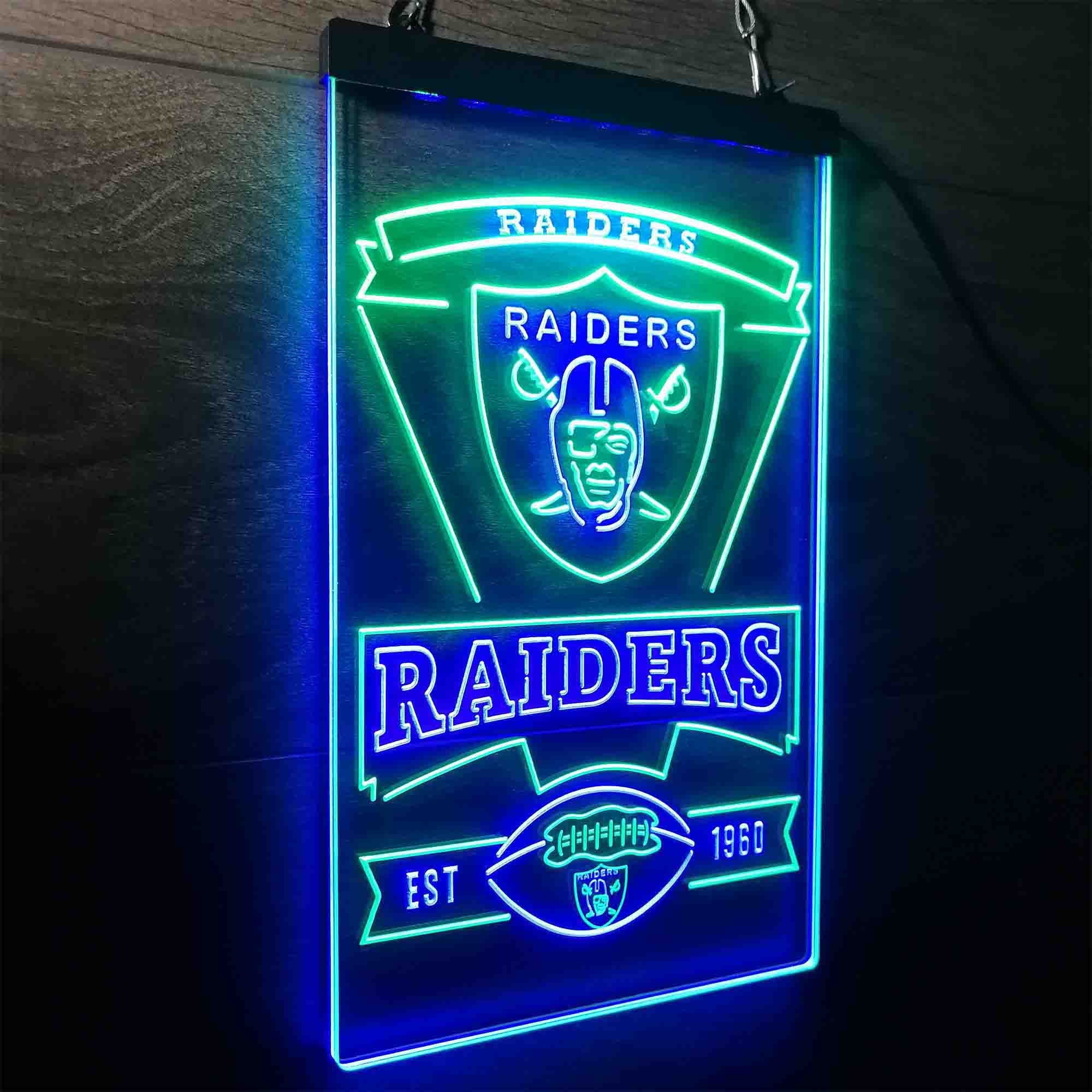 Las Vegas Raiders Est. 1960 Neon-Like Led Light Sign