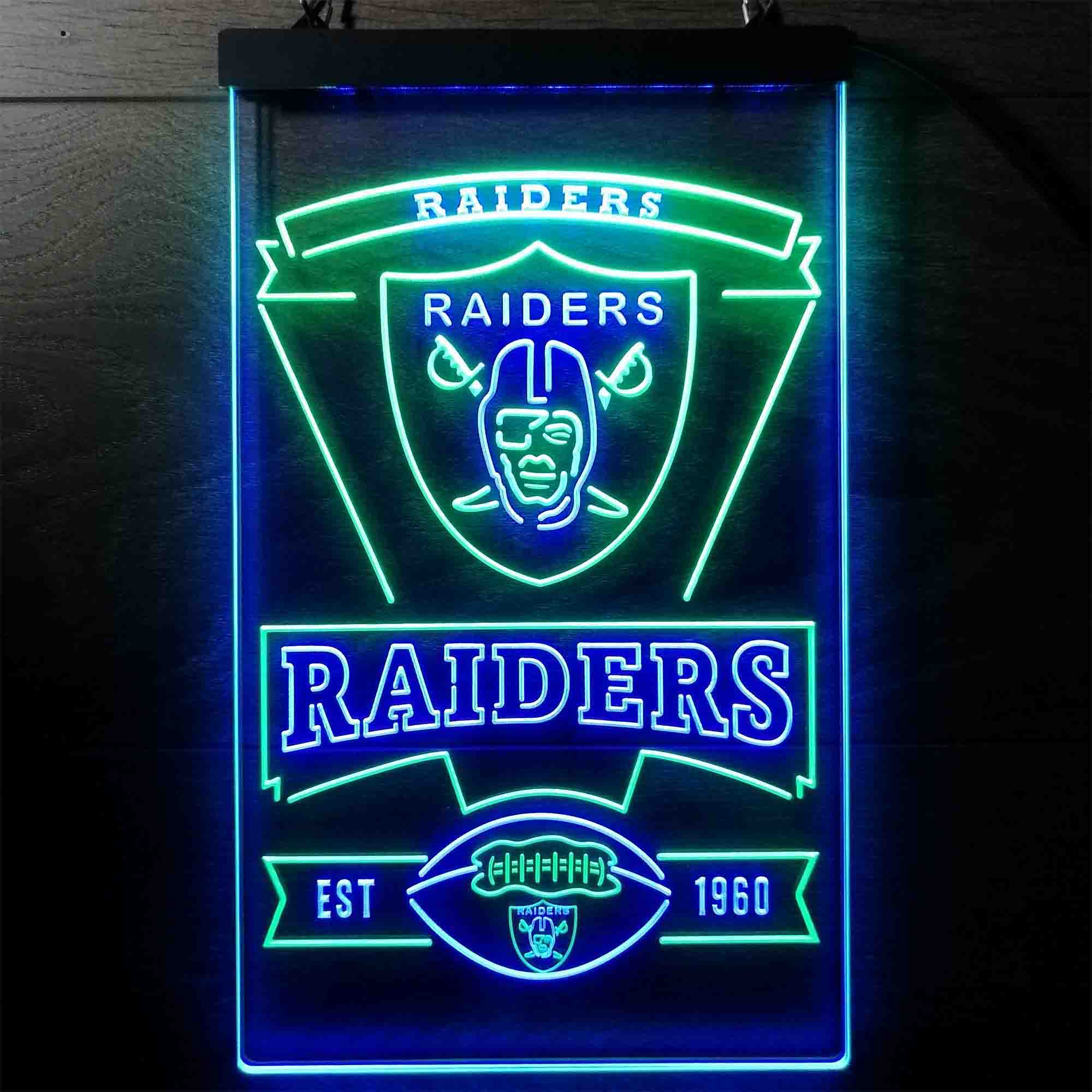 Las Vegas Raiders Est. 1960 Neon-Like Led Light Sign