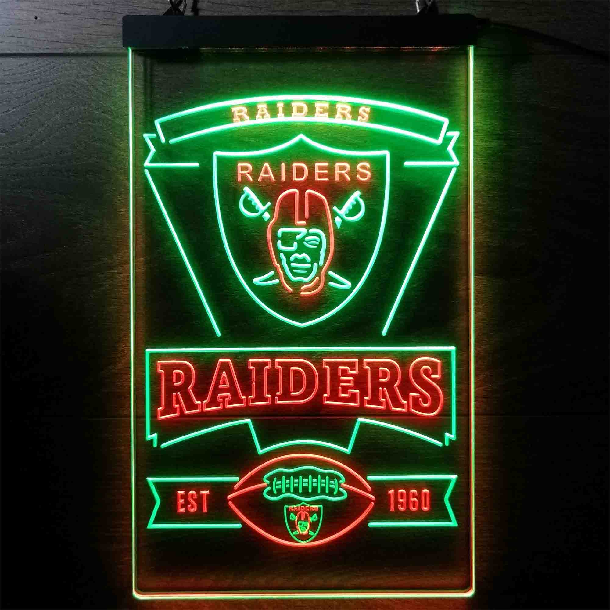 Las Vegas Raiders Est. 1960 Neon-Like Led Light Sign