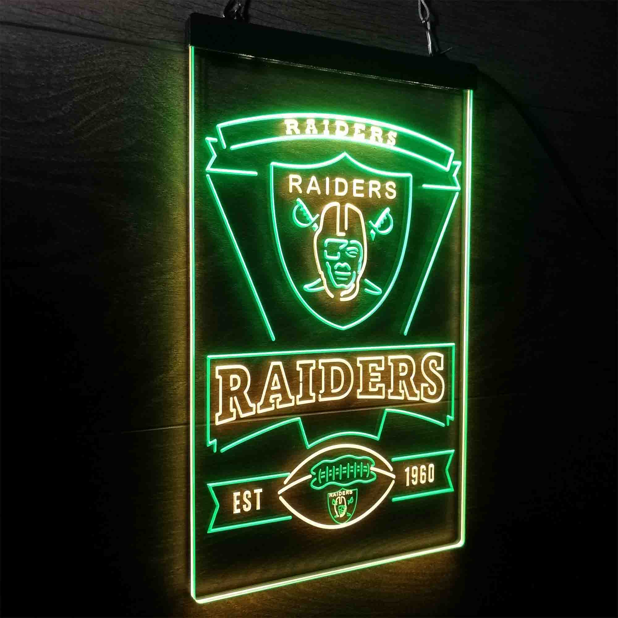 Las Vegas Raiders Est. 1960 Neon-Like Led Light Sign