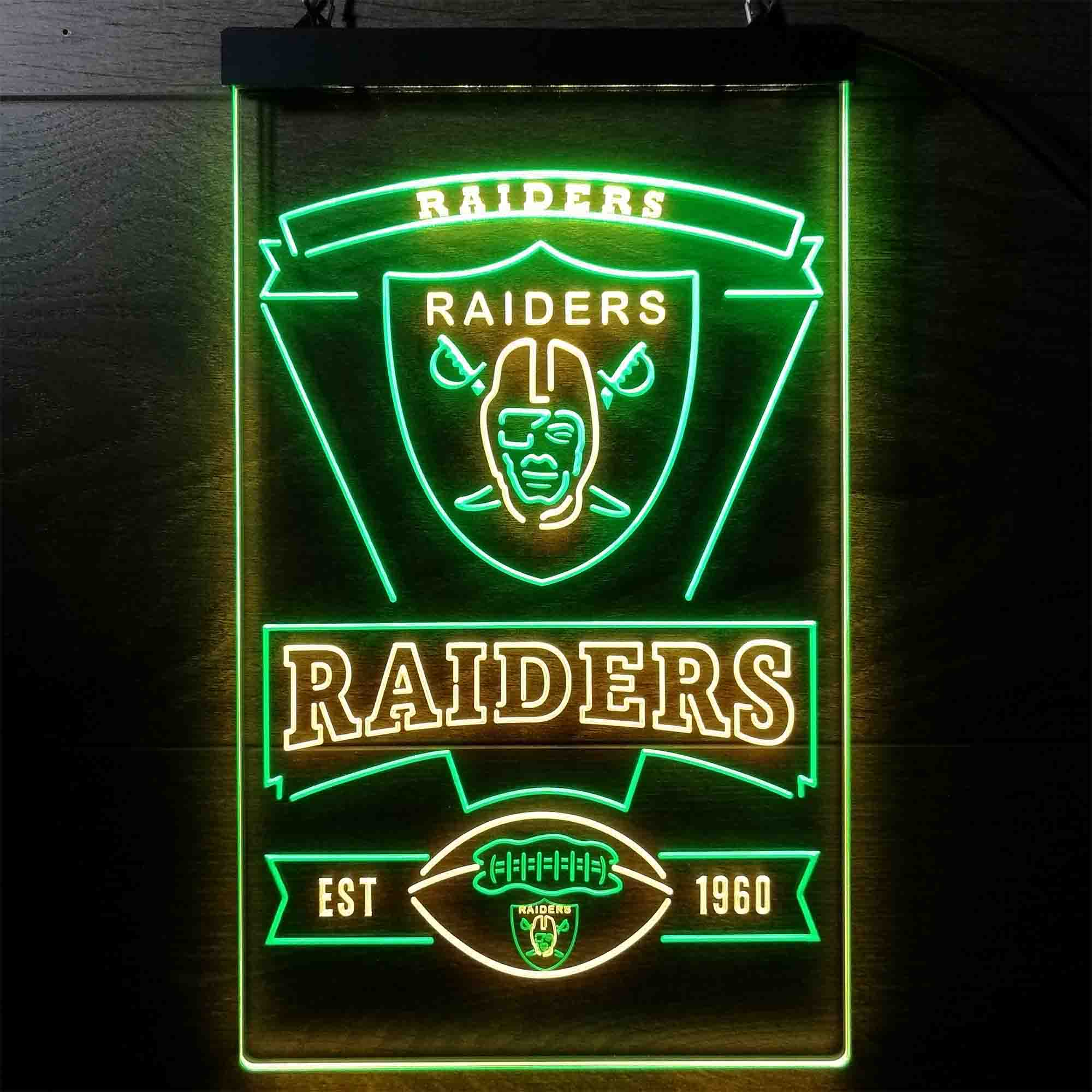 Las Vegas Raiders Est. 1960 Neon-Like Led Light Sign