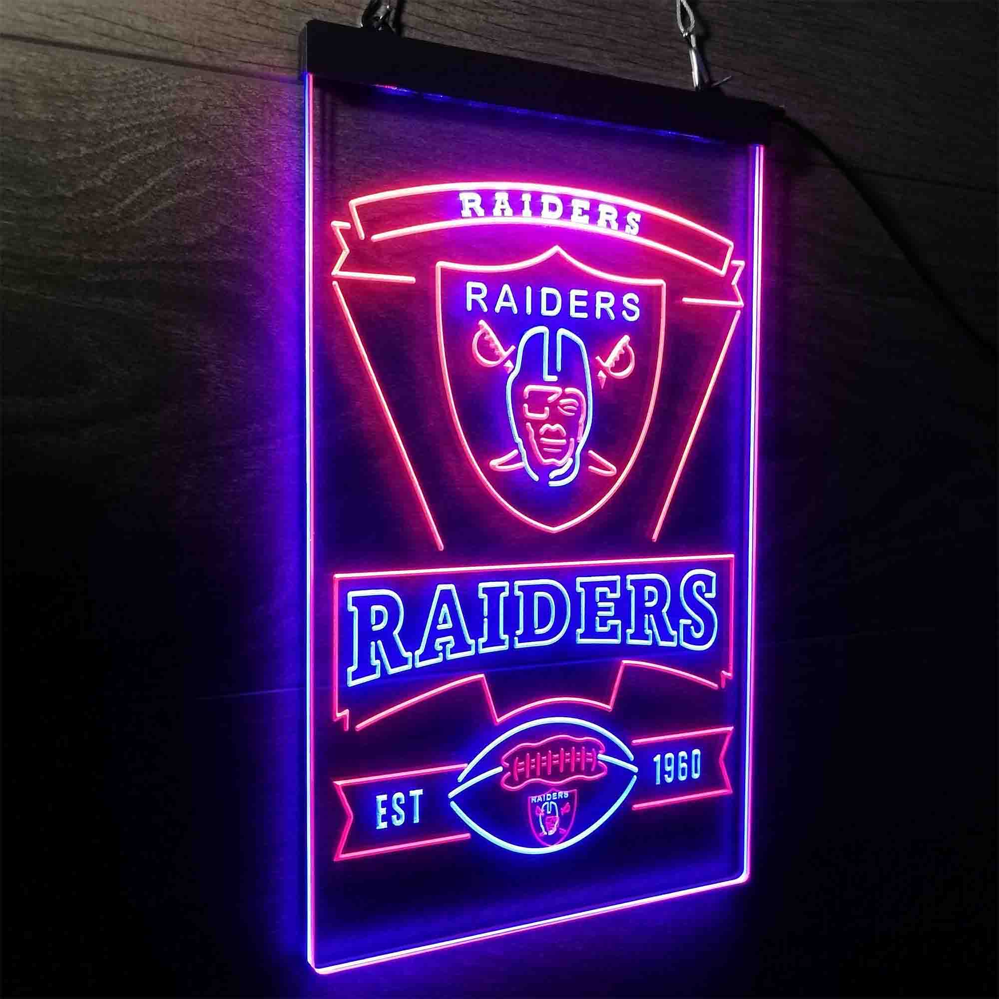 Las Vegas Raiders Est. 1960 Neon-Like Led Light Sign