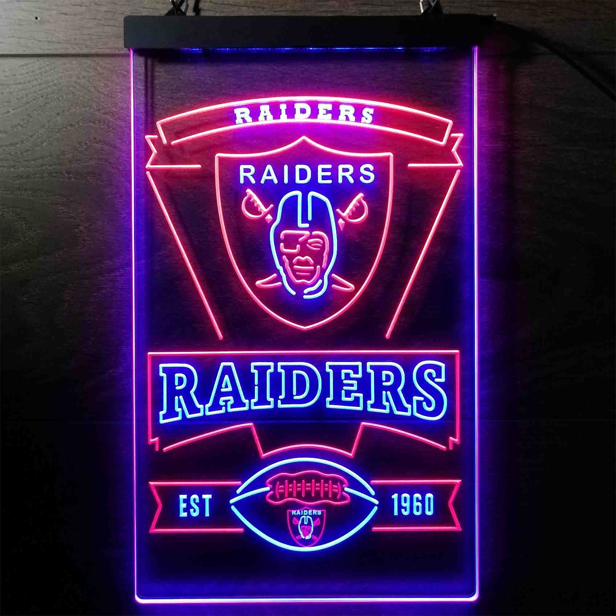 Las Vegas Raiders Est. 1960 Neon-Like Led Light Sign