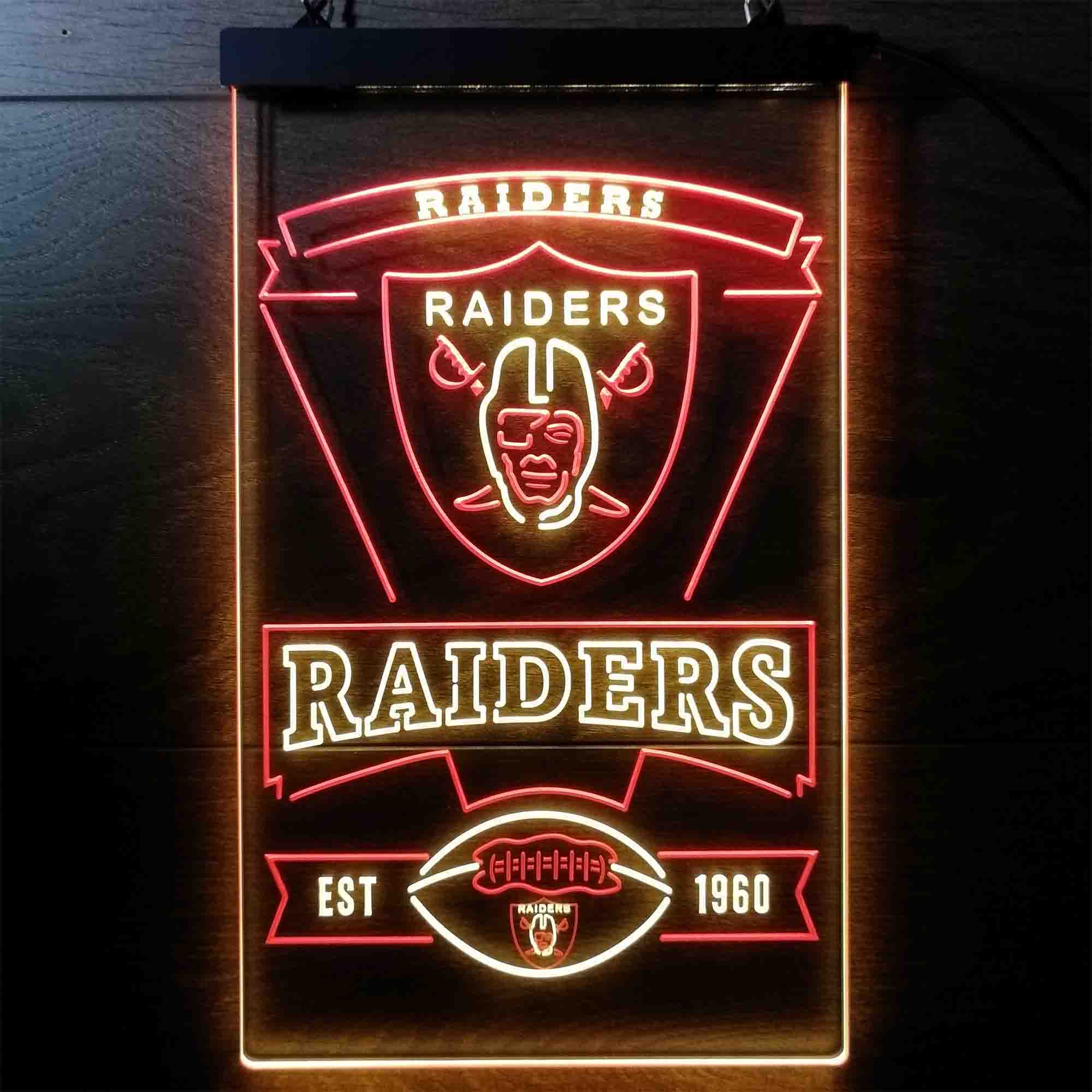 Las Vegas Raiders Est. 1960 Neon-Like Led Light Sign