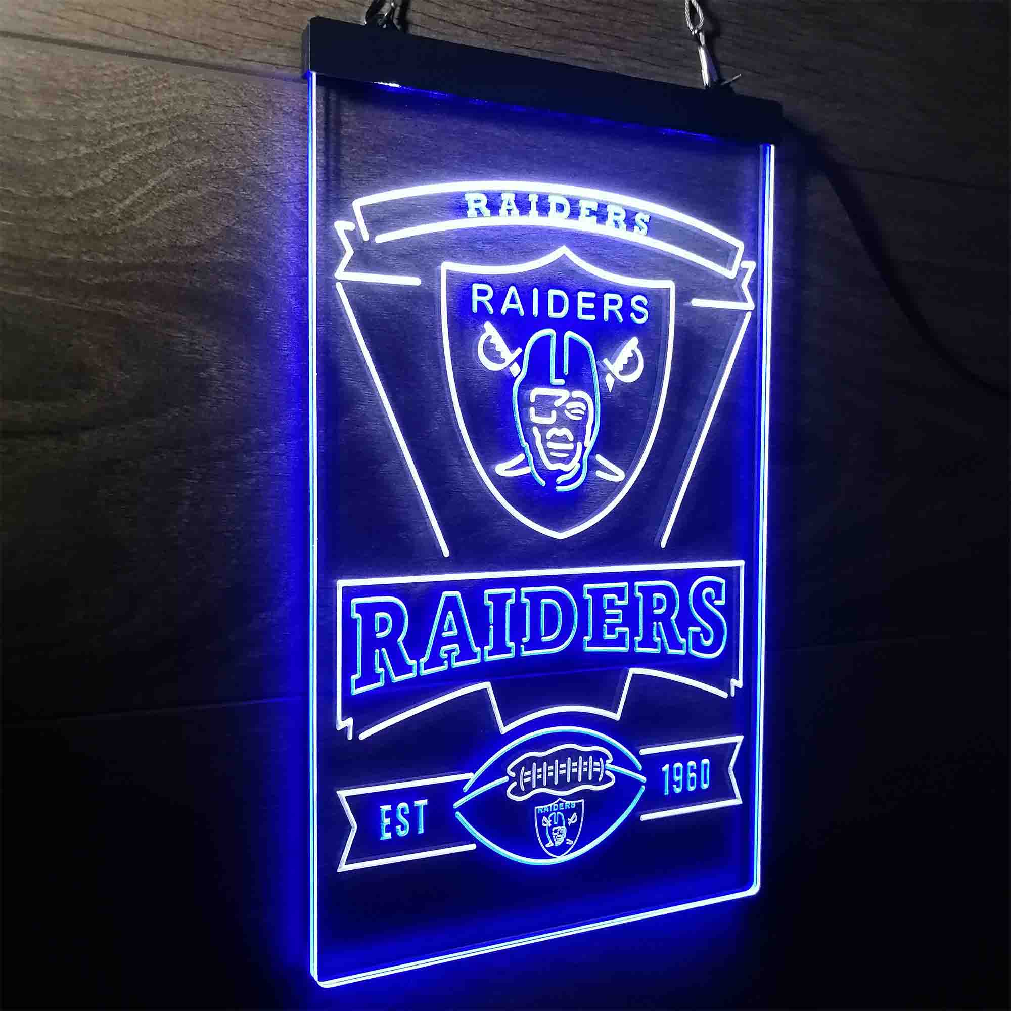 Las Vegas Raiders Est. 1960 Neon-Like Led Light Sign