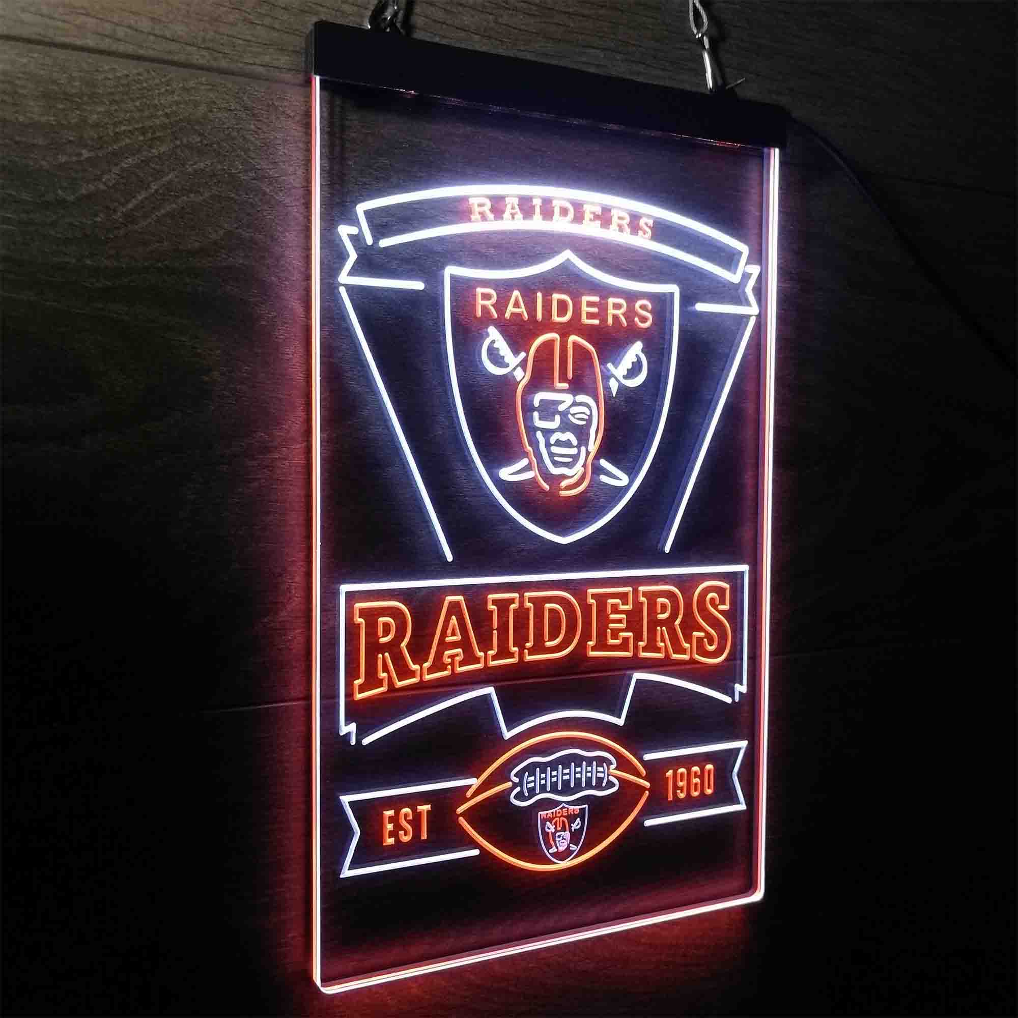 Las Vegas Raiders Est. 1960 Neon-Like Led Light Sign