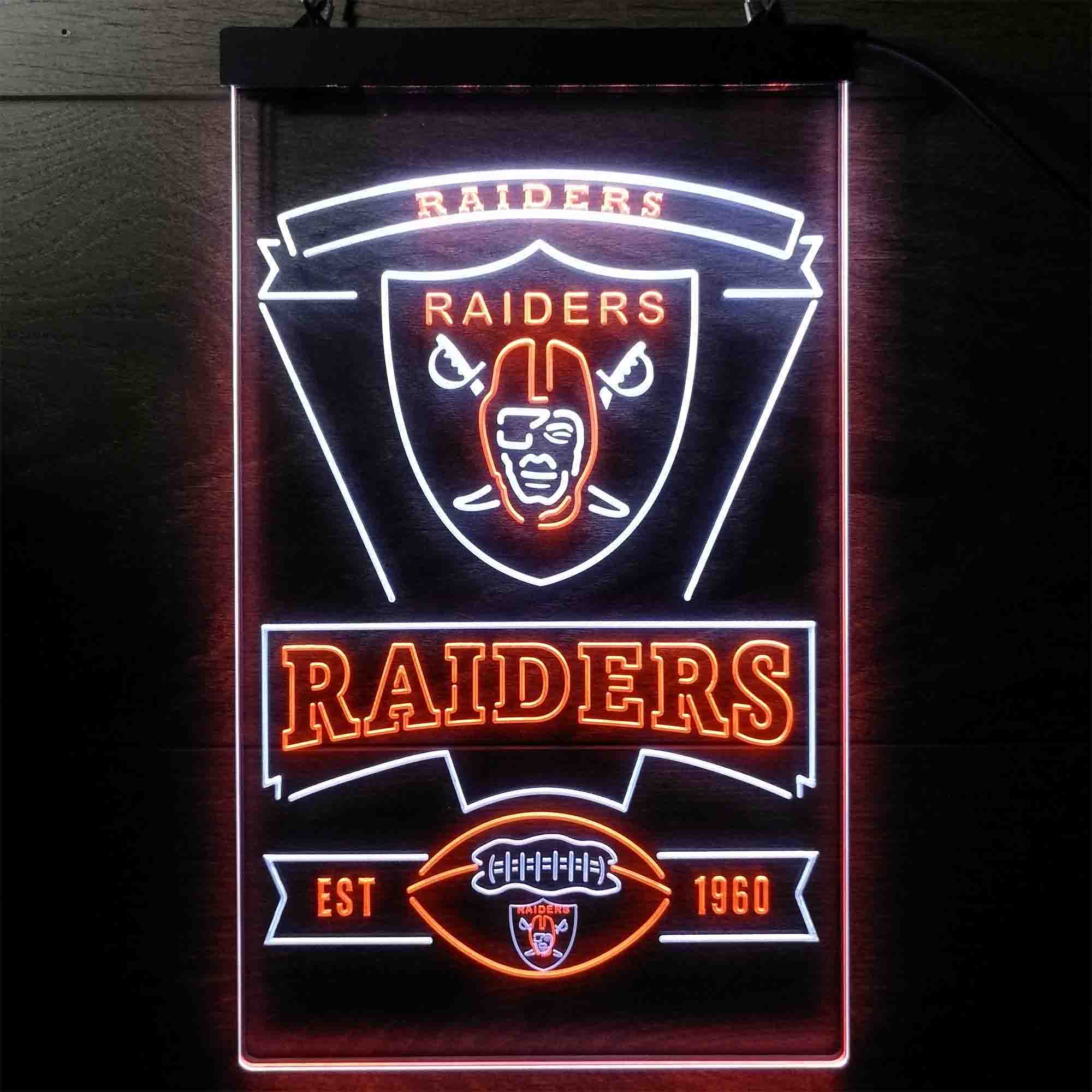 Las Vegas Raiders Est. 1960 Neon-Like Led Light Sign