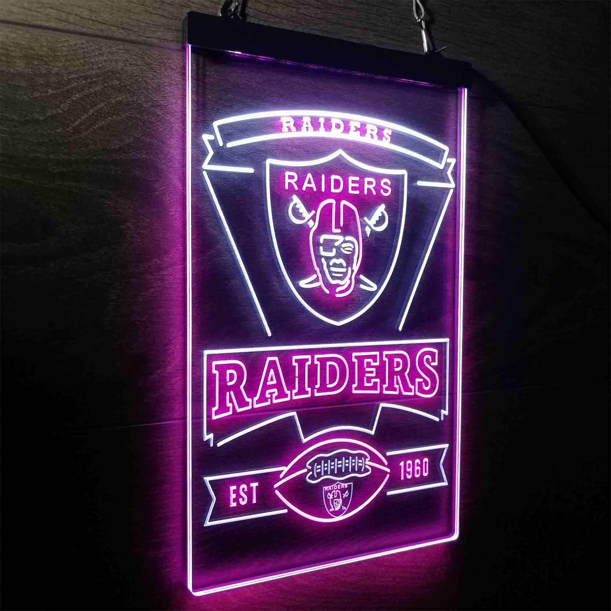 Las Vegas Raiders Est. 1960 Neon-Like Led Light Sign