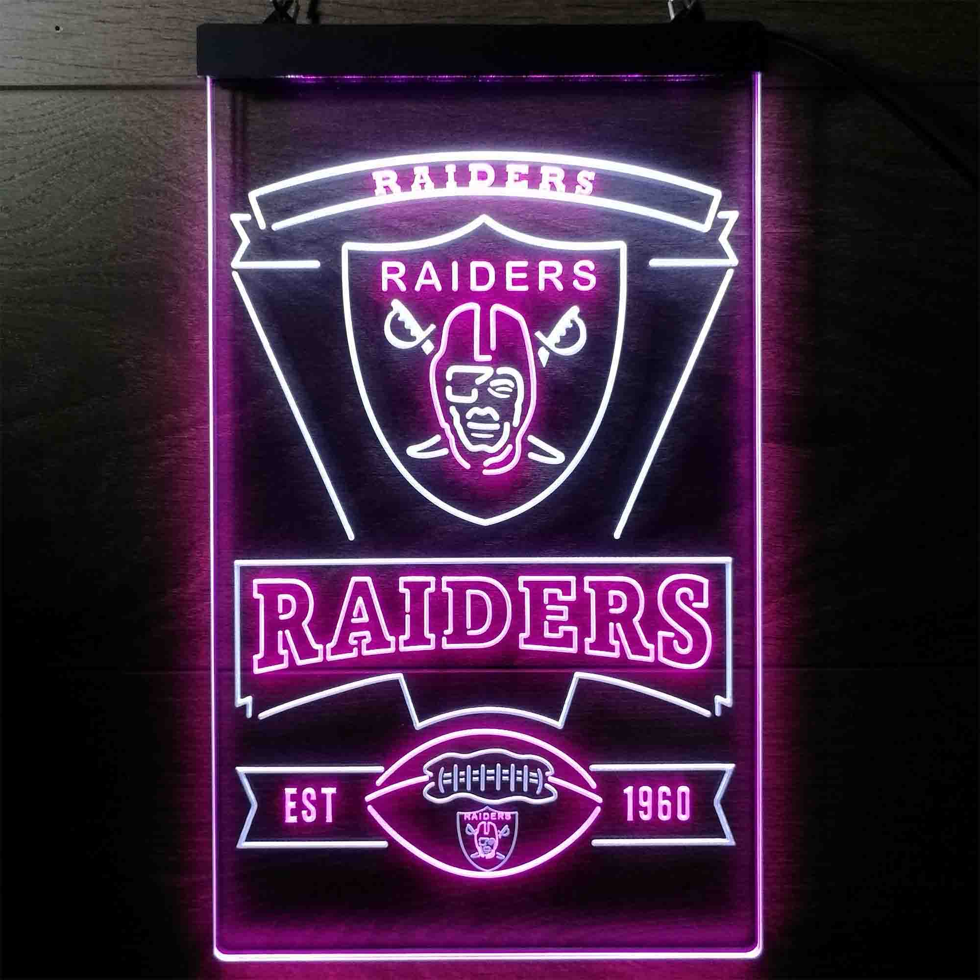 Las Vegas Raiders Est. 1960 Neon-Like Led Light Sign