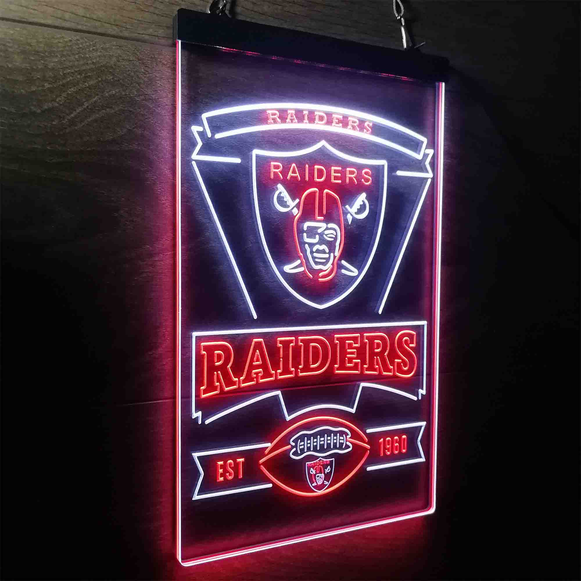 Las Vegas Raiders Est. 1960 Neon-Like Led Light Sign