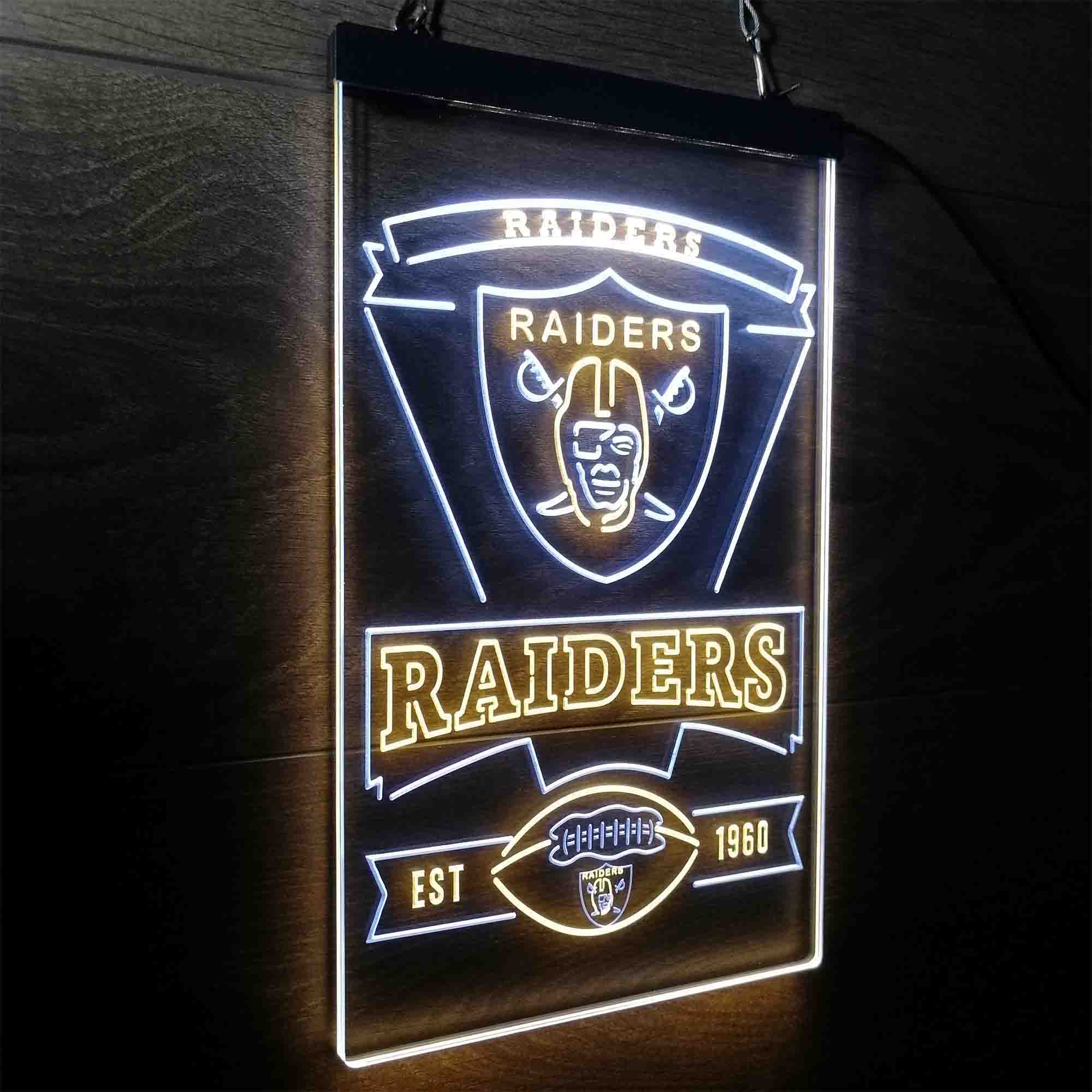 Las Vegas Raiders Est. 1960 Neon-Like Led Light Sign