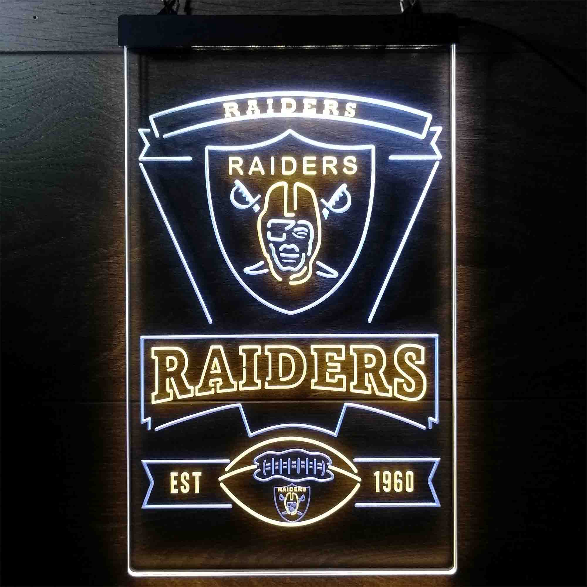 Las Vegas Raiders Est. 1960 Neon-Like Led Light Sign