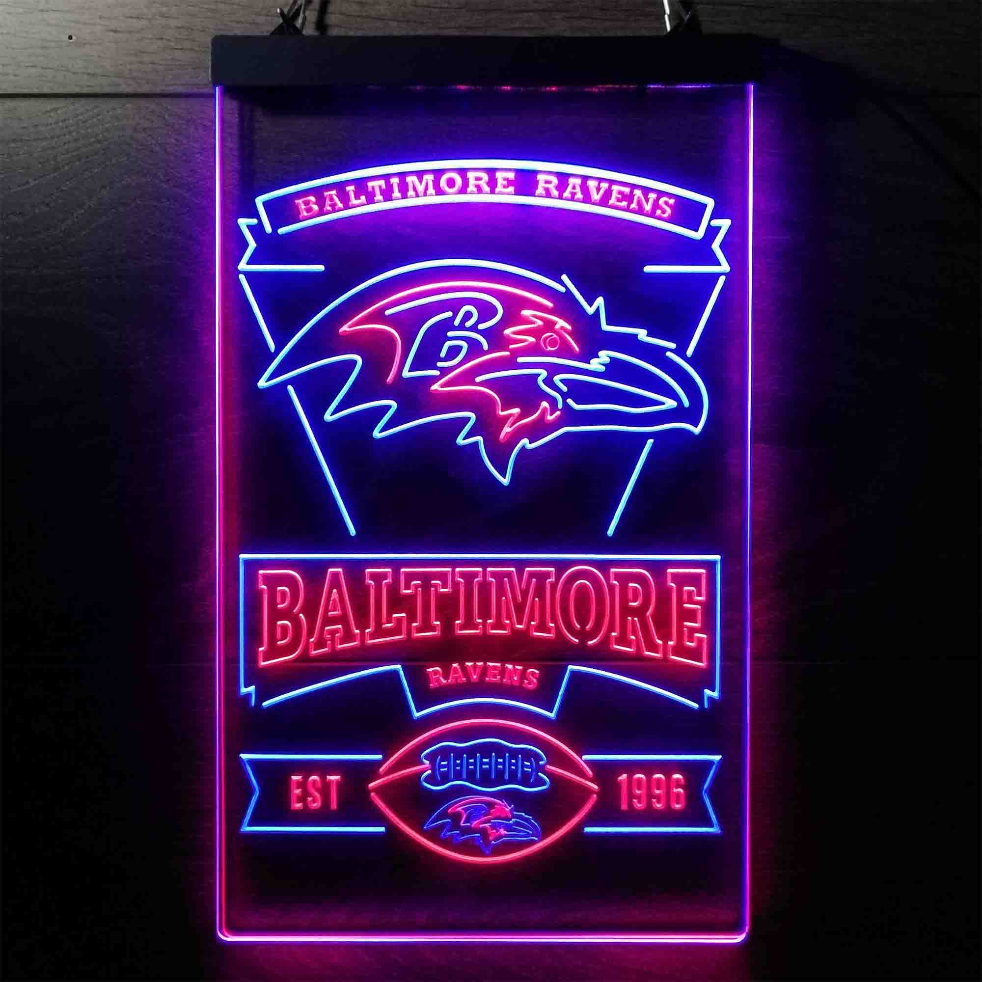 Baltimore Ravens Est. 1996 Dual Color LED Neon Sign ProLedSign