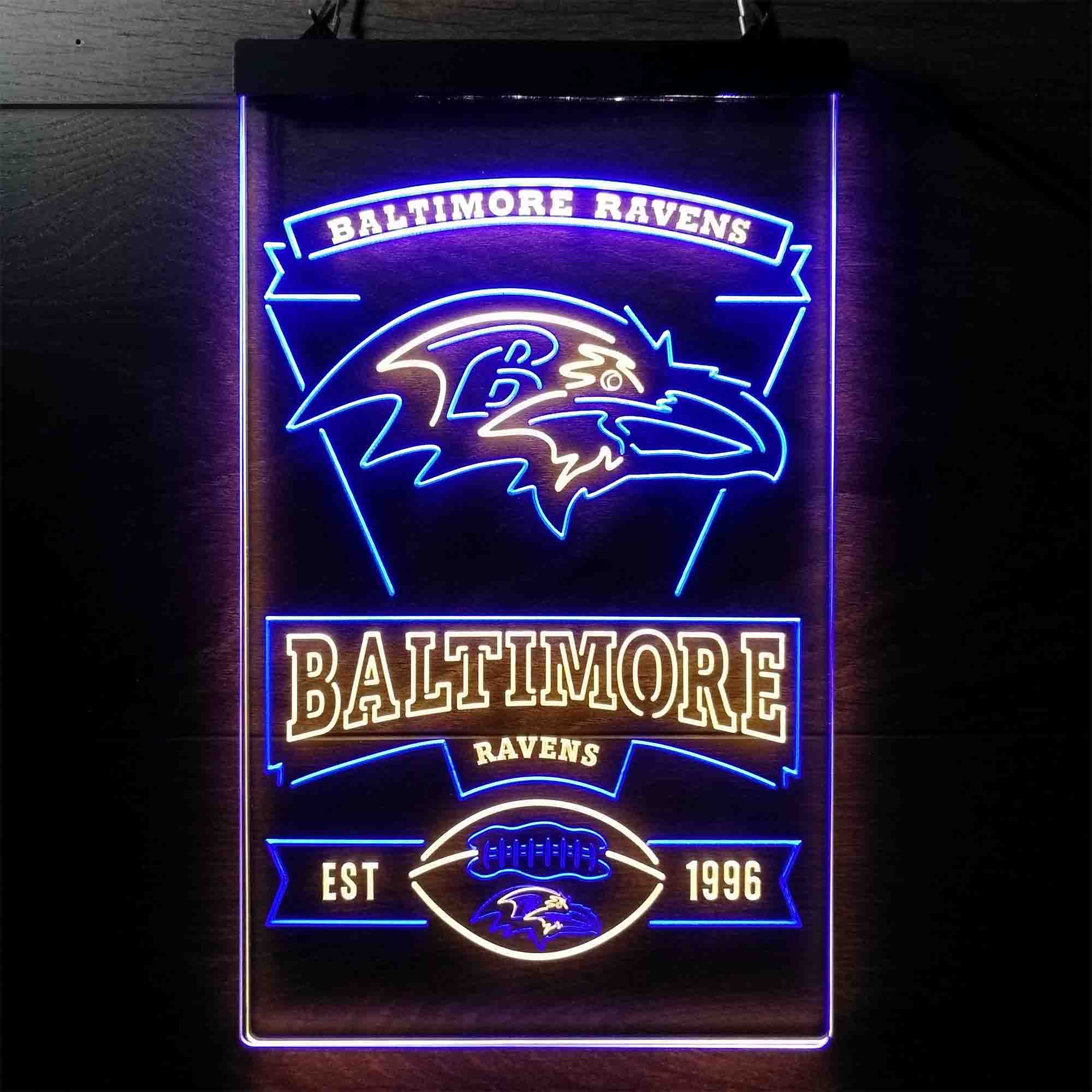 Baltimore Ravens Est. 1996 Dual Color LED Neon Sign ProLedSign