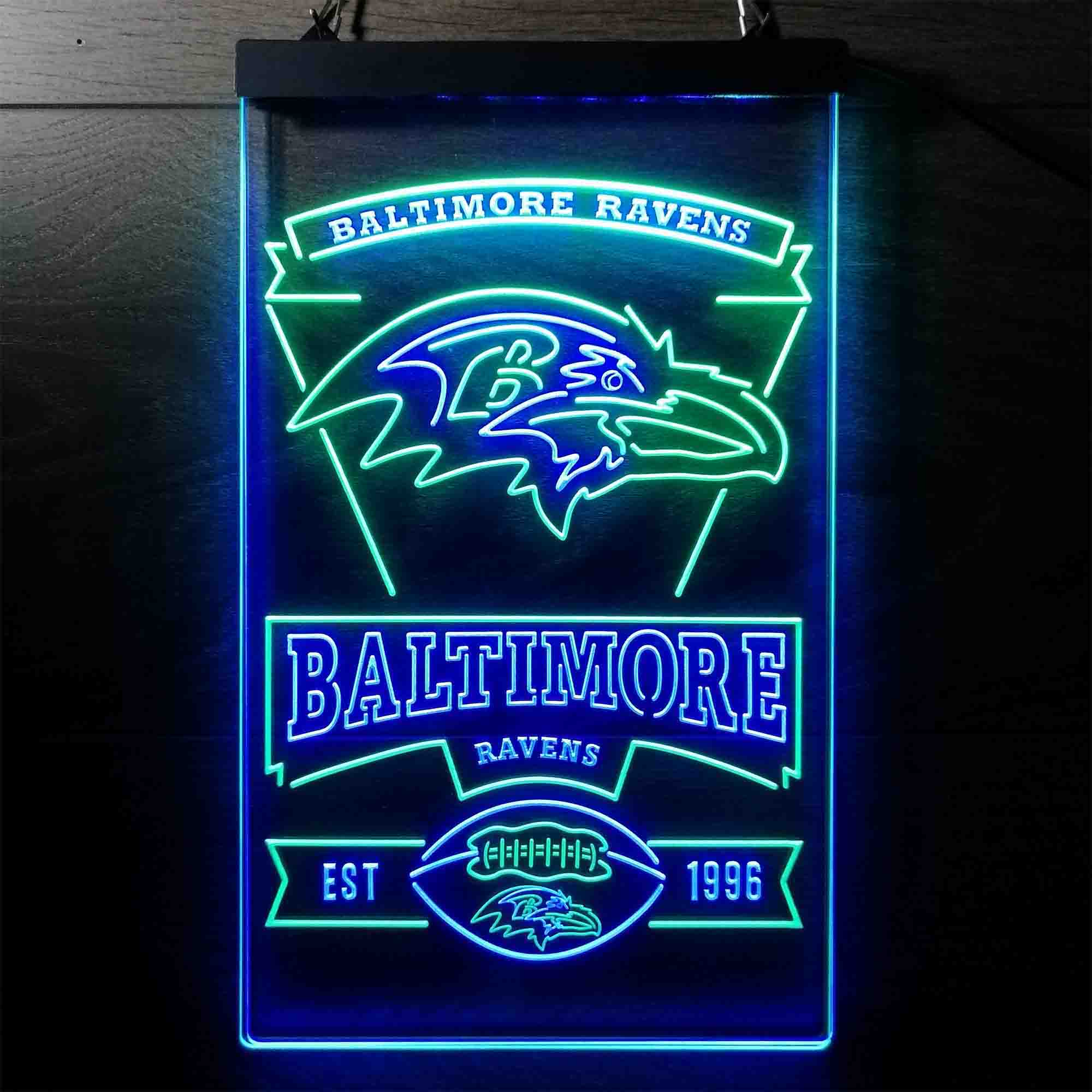 Baltimore Ravens Est. 1996 Dual Color LED Neon Sign ProLedSign