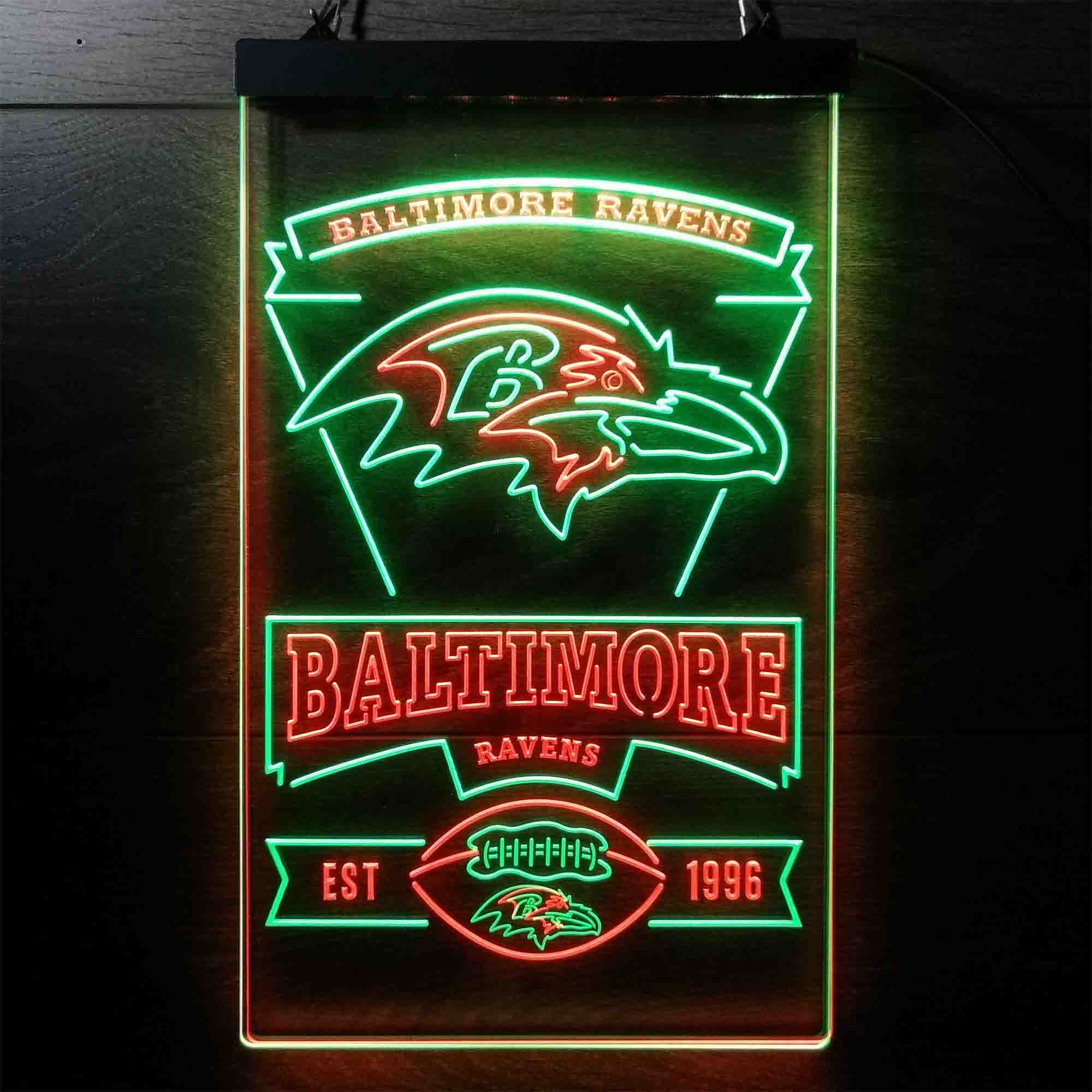 Baltimore Ravens Est. 1996 Dual Color LED Neon Sign ProLedSign