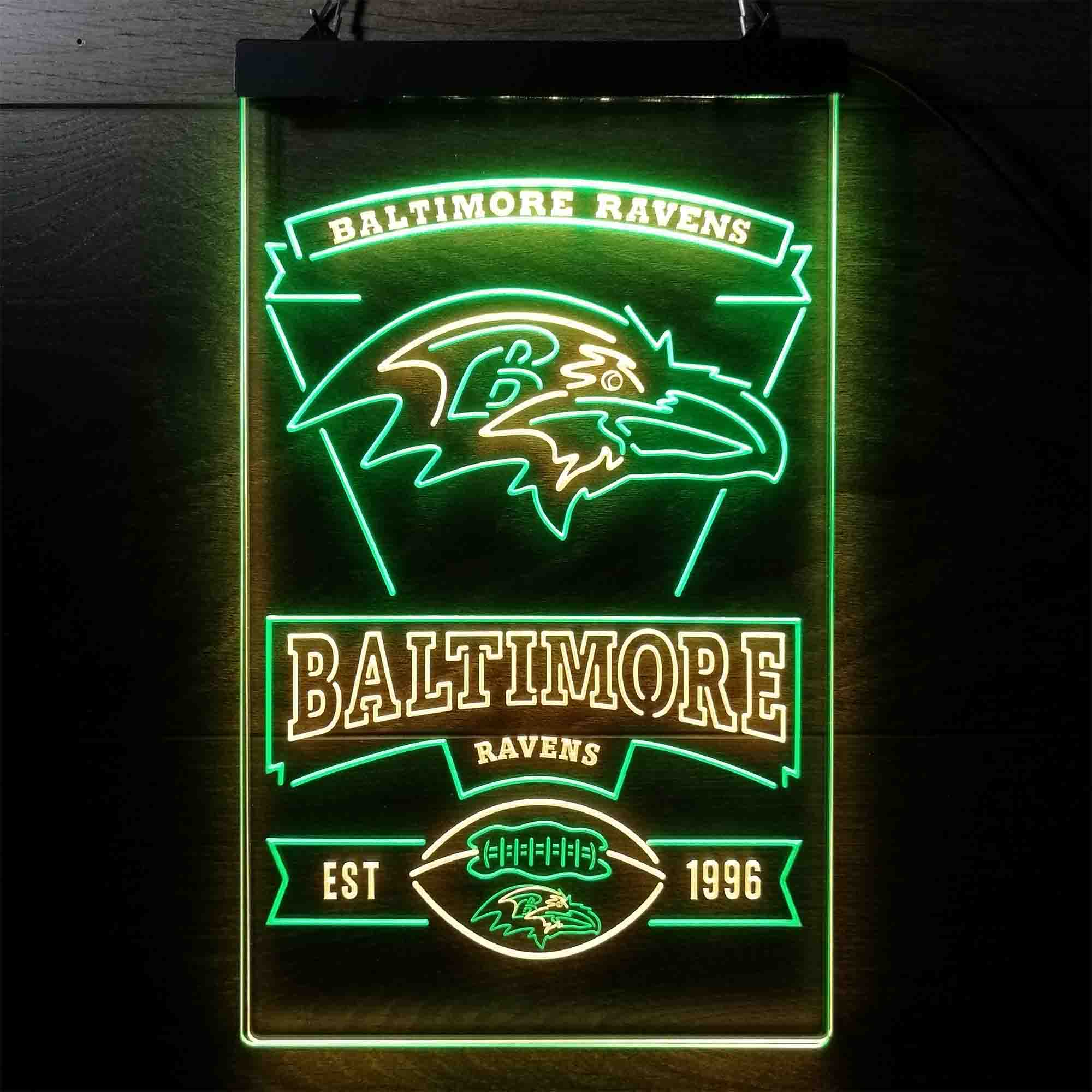 Baltimore Ravens Est. 1996 Dual Color LED Neon Sign ProLedSign