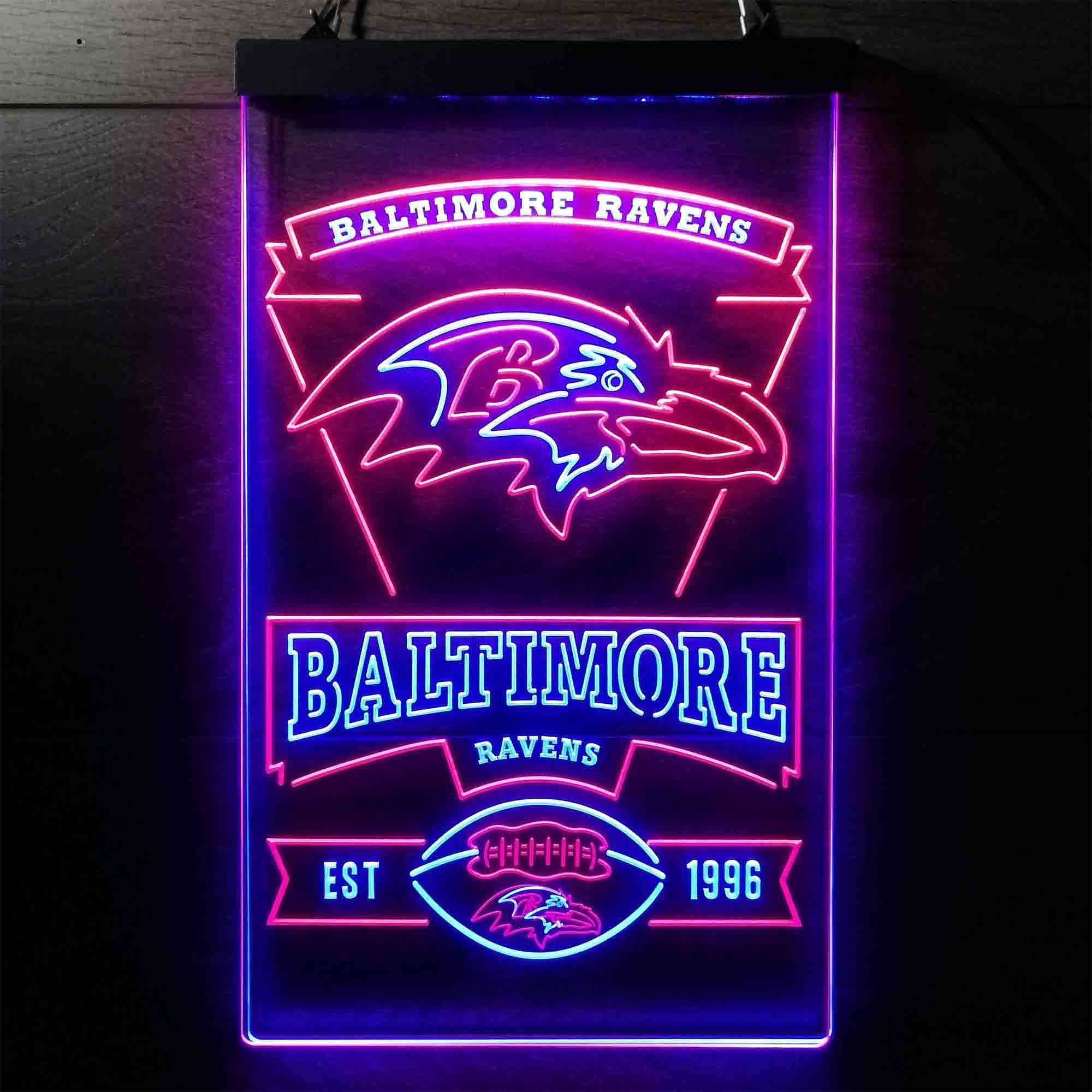 Baltimore Ravens Est. 1996 Dual Color LED Neon Sign ProLedSign