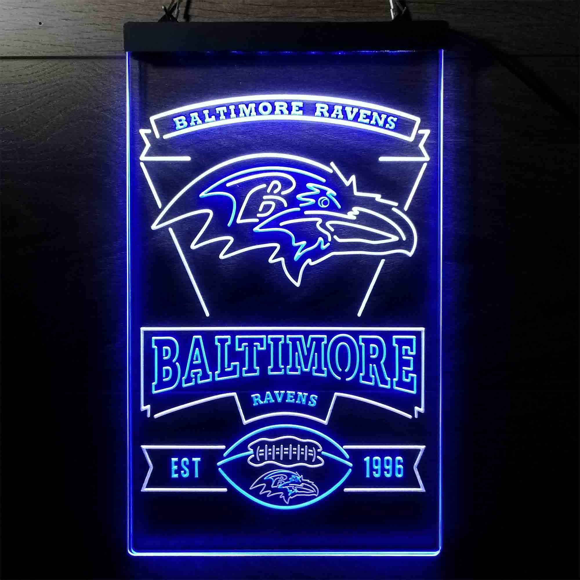 Baltimore Ravens Est. 1996 Dual Color LED Neon Sign ProLedSign