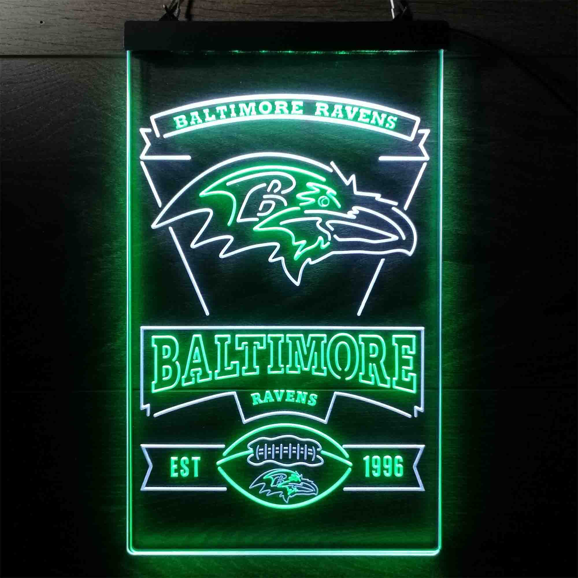 Baltimore Ravens Est. 1996 Dual Color LED Neon Sign ProLedSign