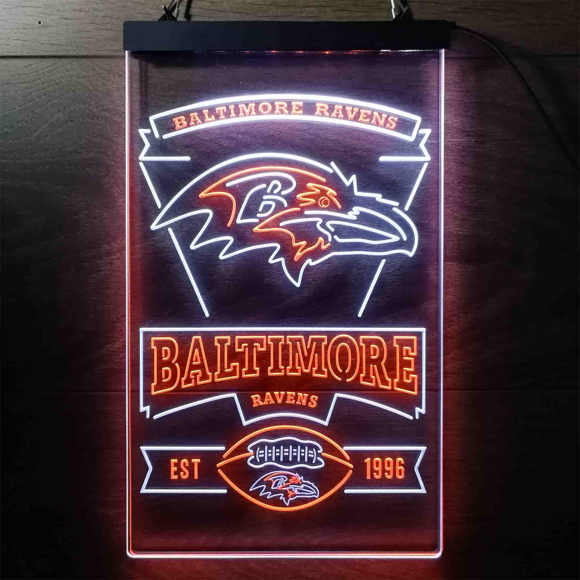 Baltimore Ravens Est. 1996 Dual Color LED Neon Sign ProLedSign