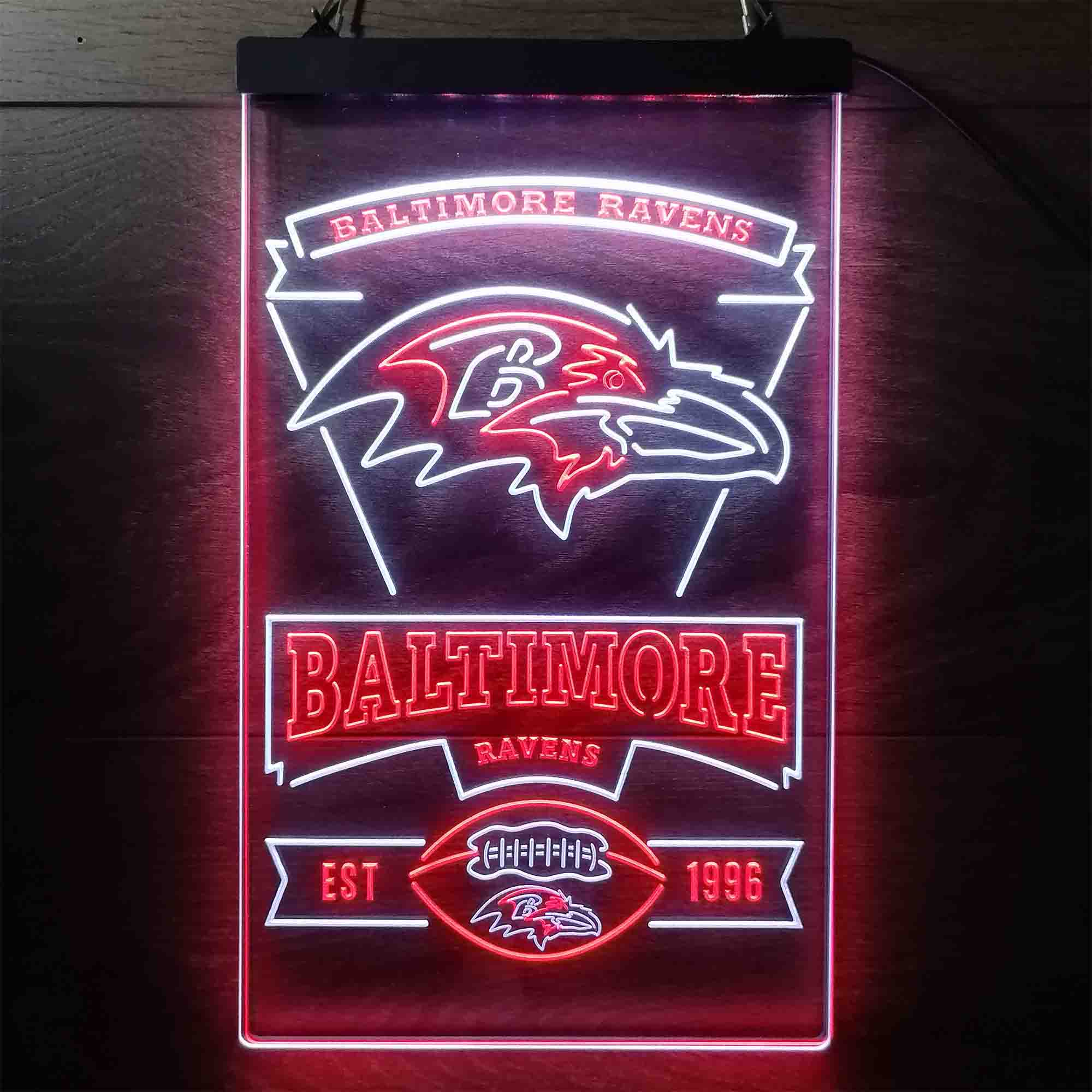 Baltimore Ravens Est. 1996 Dual Color LED Neon Sign ProLedSign