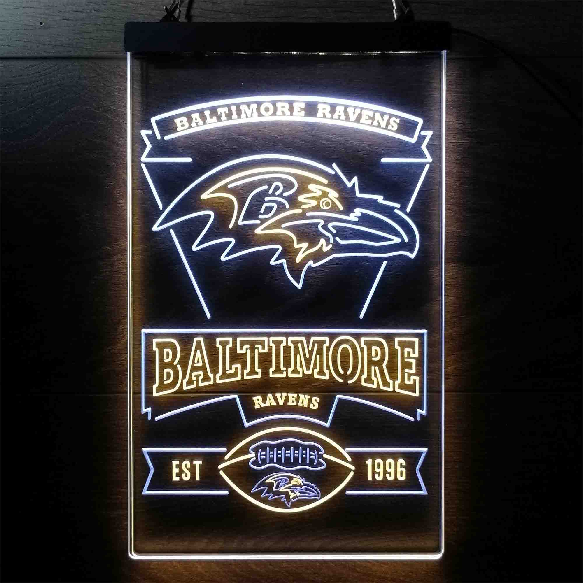 Baltimore Ravens Est. 1996 Dual Color LED Neon Sign ProLedSign