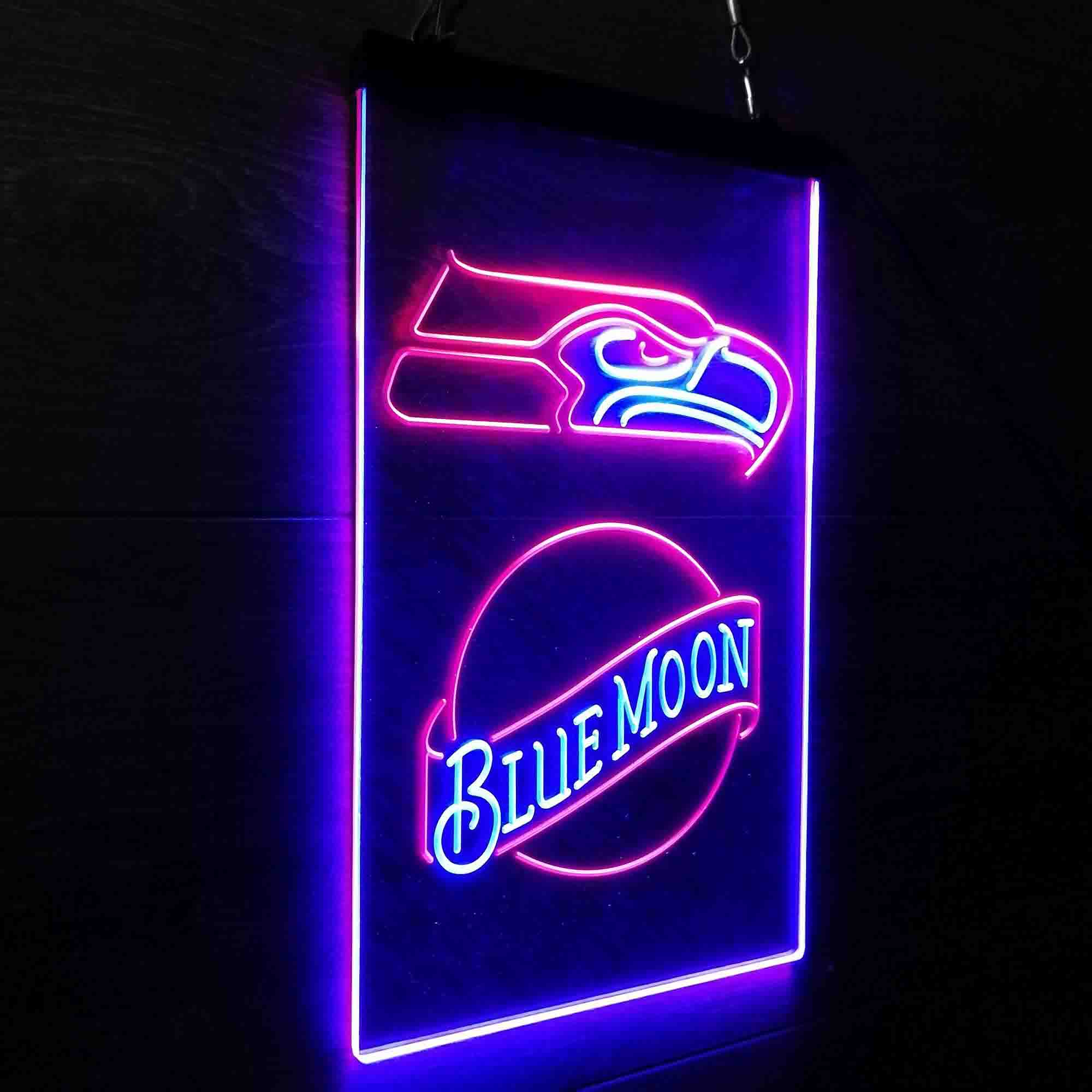 Blue Moon Bar Seattle Seahawks Est. 1976 Neon-Like LED Light Sign - led lab cave