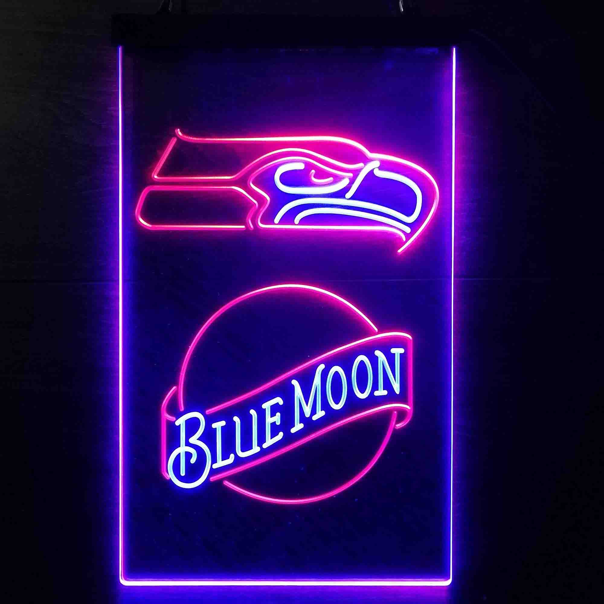 Blue Moon Bar Seattle Seahawks Est. 1976 Neon-Like LED Light Sign - led lab cave