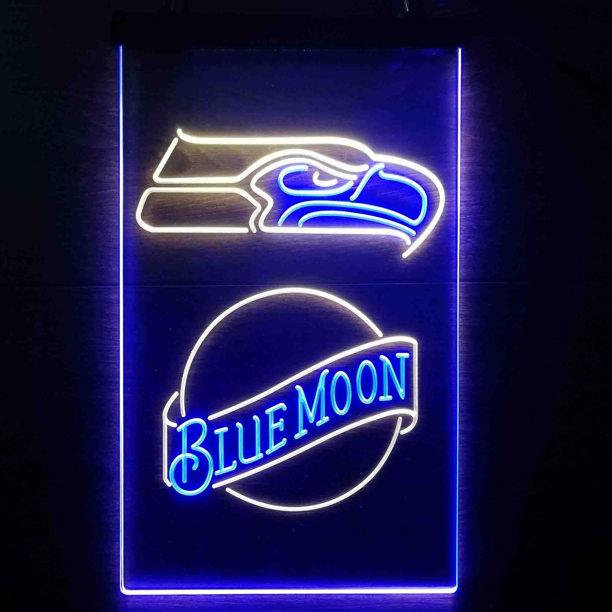 Blue Moon Bar Seattle Seahawks Est. 1976 Neon-Like LED Light Sign - led lab cave