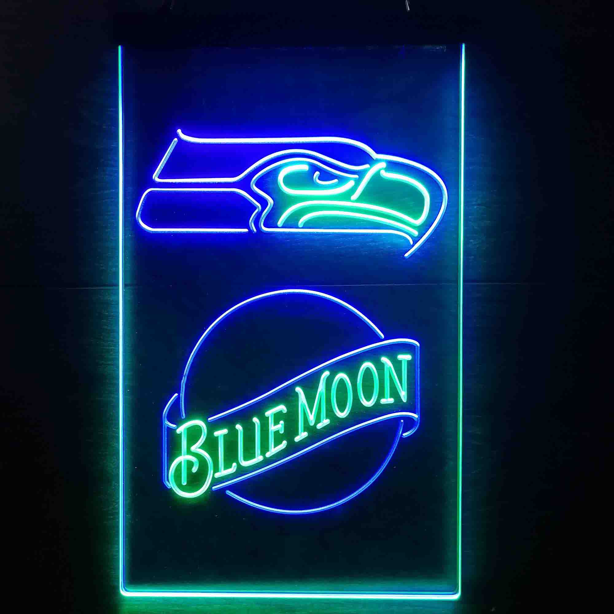 Blue Moon Bar Seattle Seahawks Est. 1976 Neon-Like LED Light Sign - led lab cave