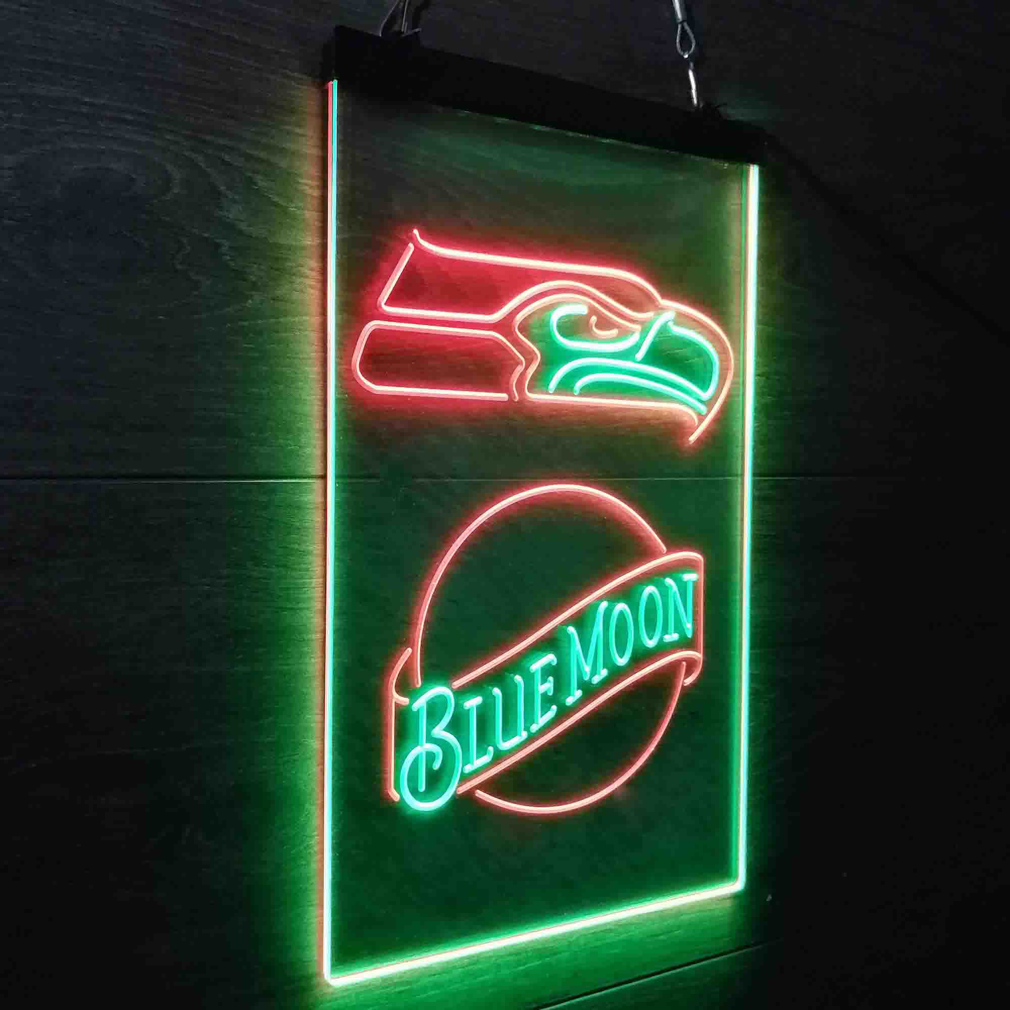 Blue Moon Bar Seattle Seahawks Est. 1976 Neon-Like LED Light Sign - led lab cave