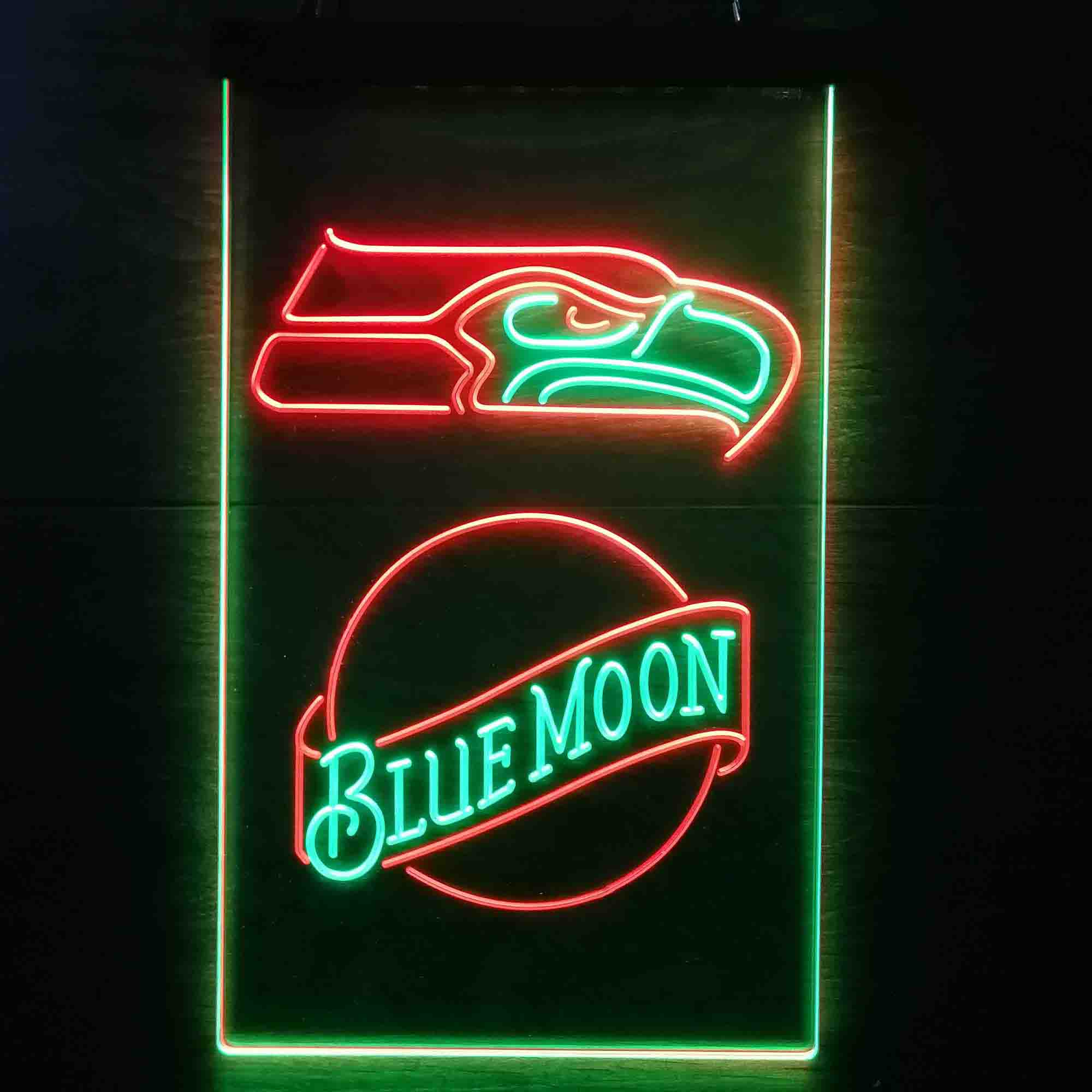 Blue Moon Bar Seattle Seahawks Est. 1976 Neon-Like LED Light Sign - led lab cave