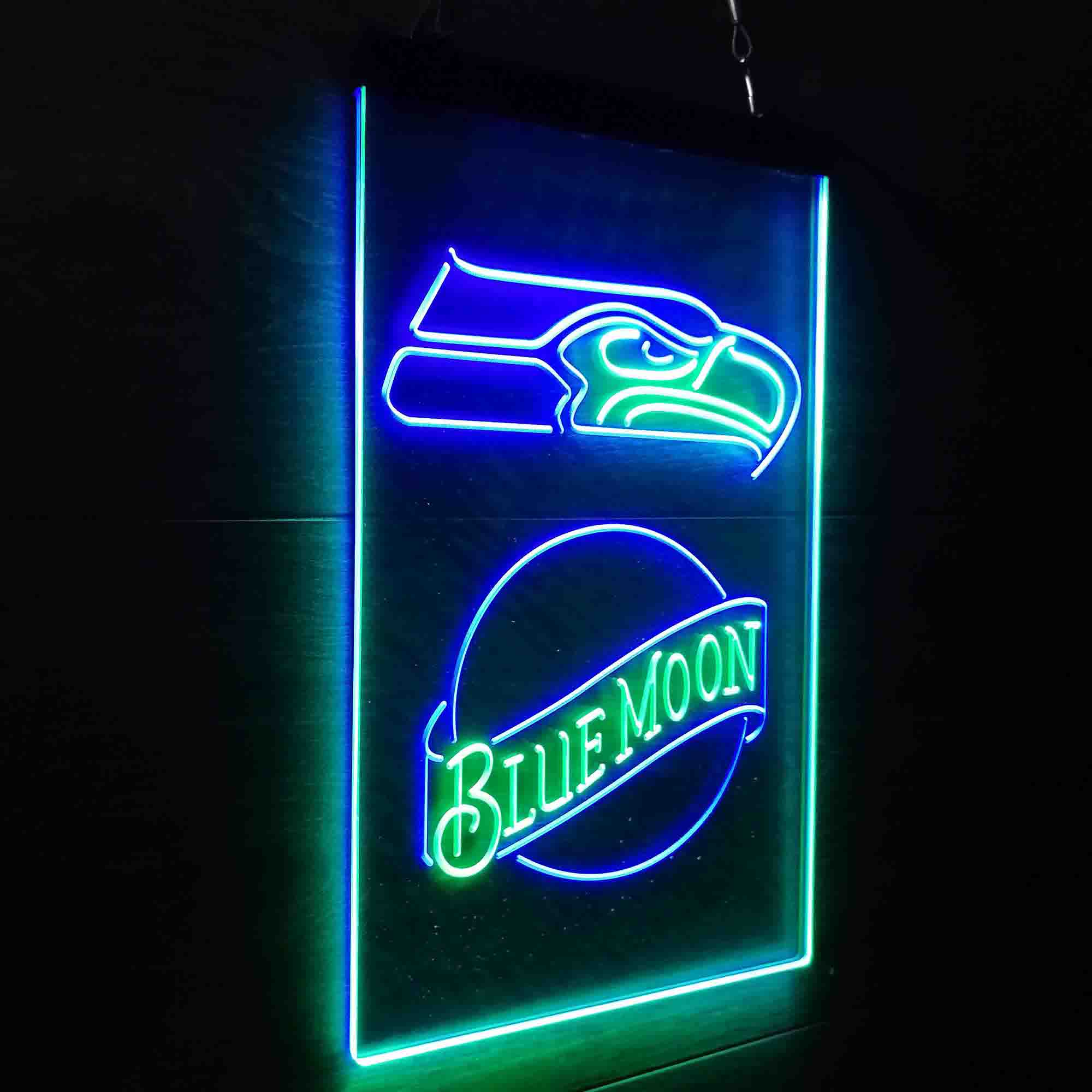 Blue Moon Bar Seattle Seahawks Est. 1976 Neon-Like LED Light Sign - led lab cave