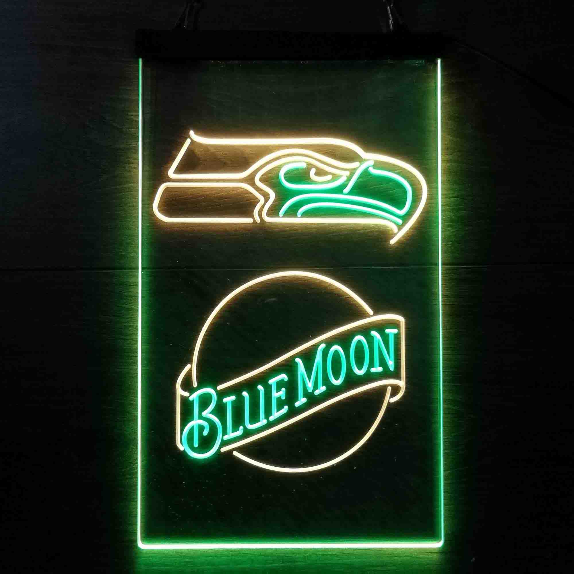 Blue Moon Bar Seattle Seahawks Est. 1976 Neon-Like LED Light Sign - led lab cave