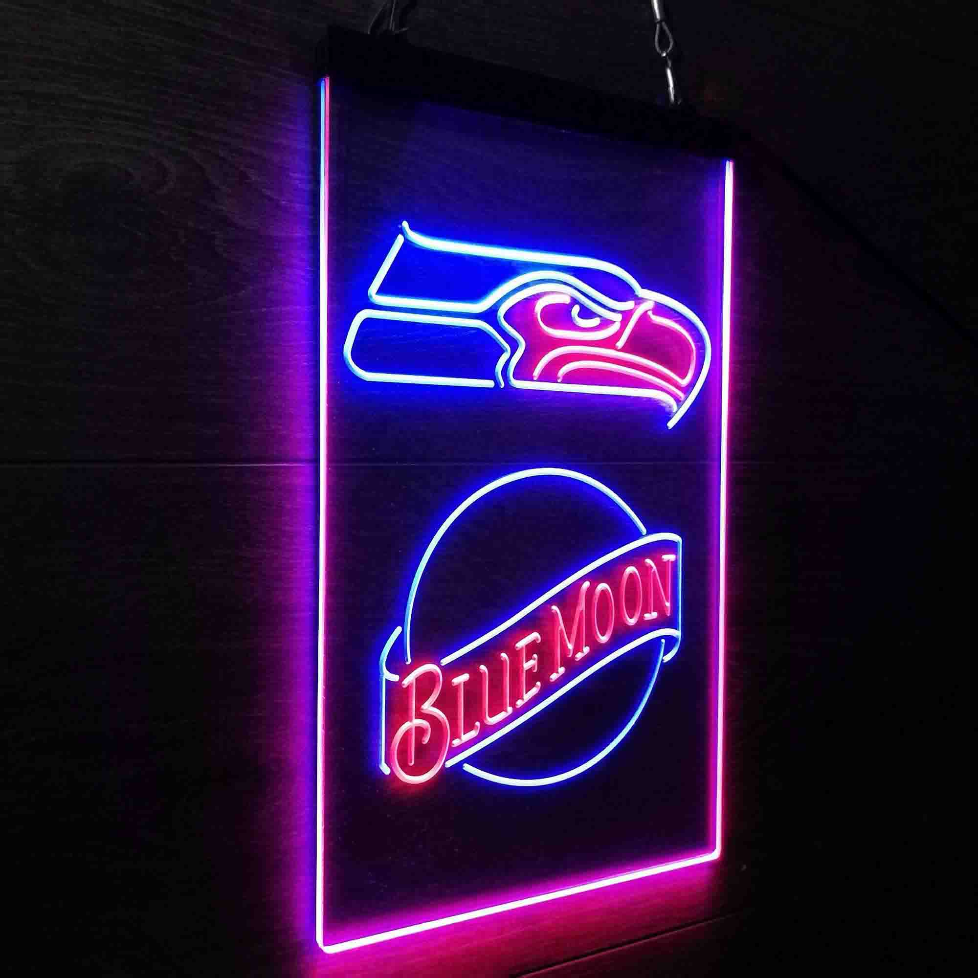 Blue Moon Bar Seattle Seahawks Est. 1976 Neon-Like LED Light Sign - led lab cave