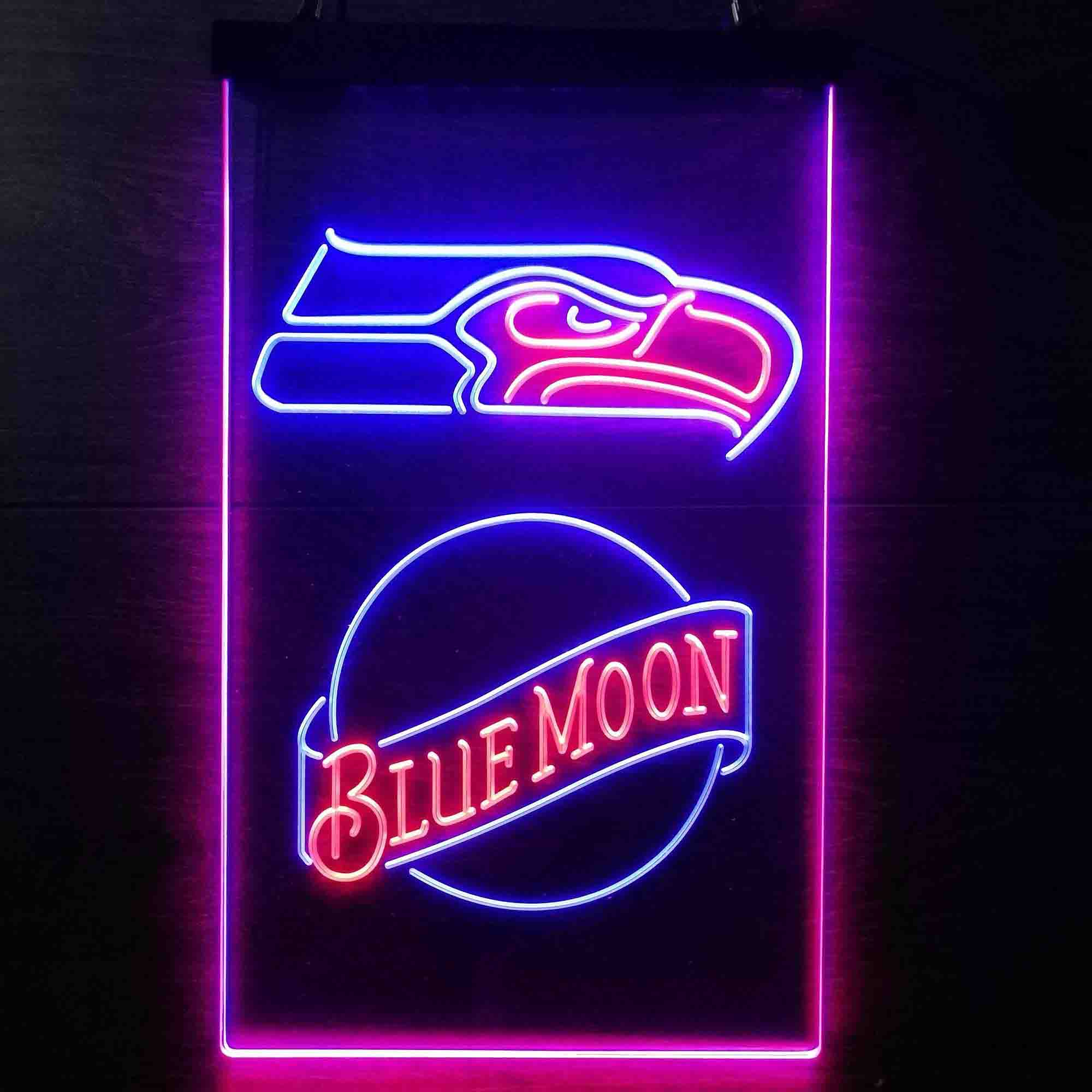 Blue Moon Bar Seattle Seahawks Est. 1976 Neon-Like LED Light Sign - led lab cave