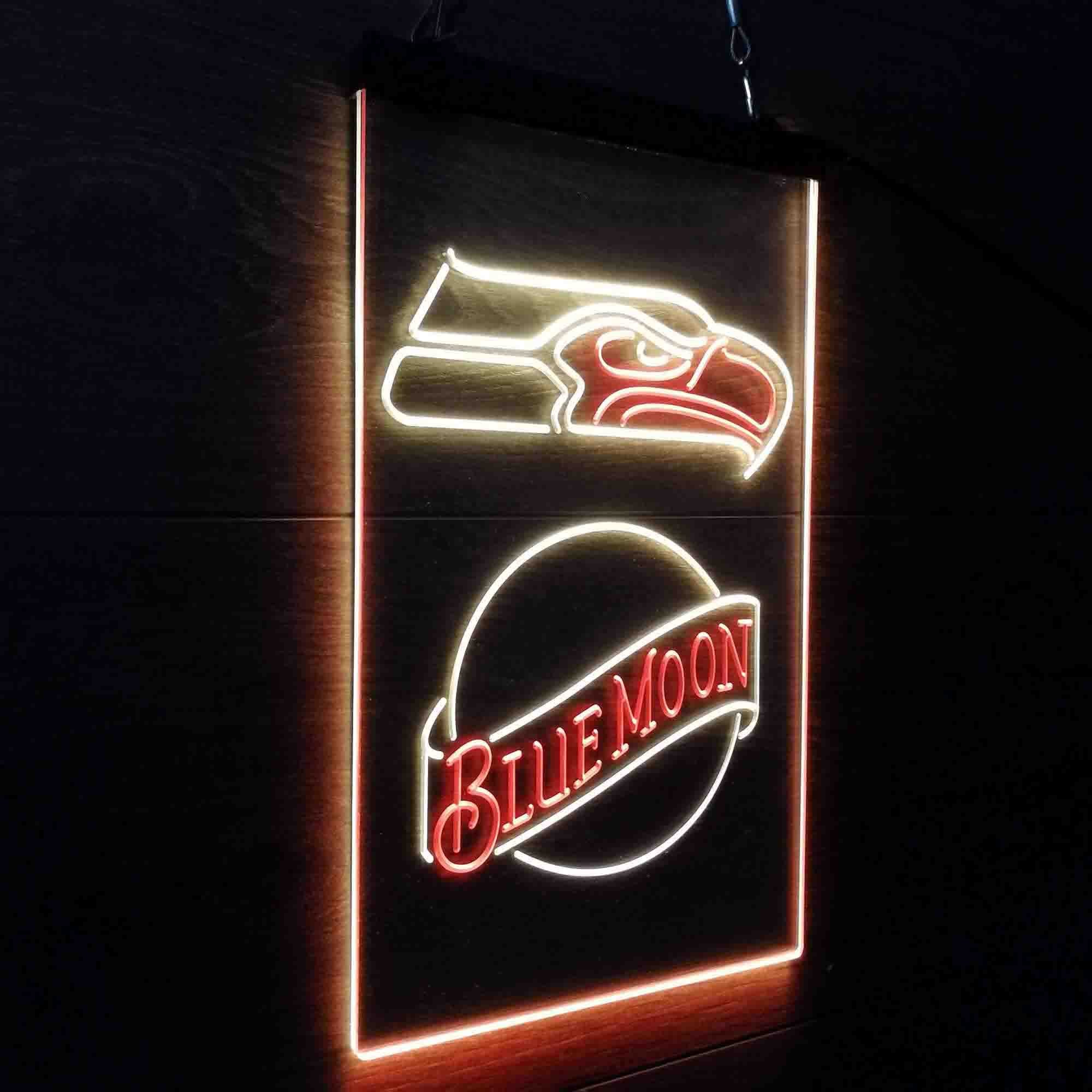 Blue Moon Bar Seattle Seahawks Est. 1976 Neon-Like LED Light Sign - led lab cave