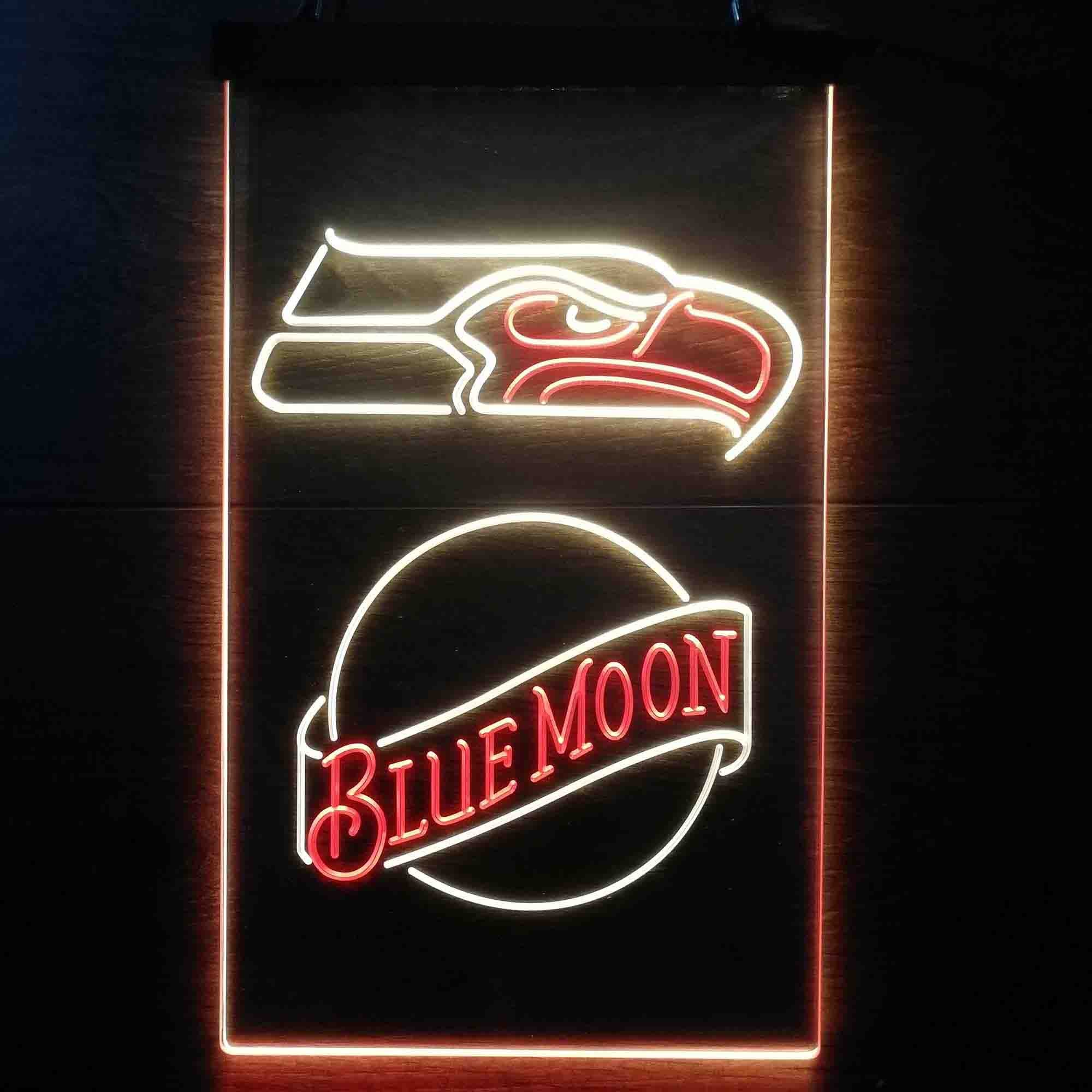 Blue Moon Bar Seattle Seahawks Est. 1976 Neon-Like LED Light Sign