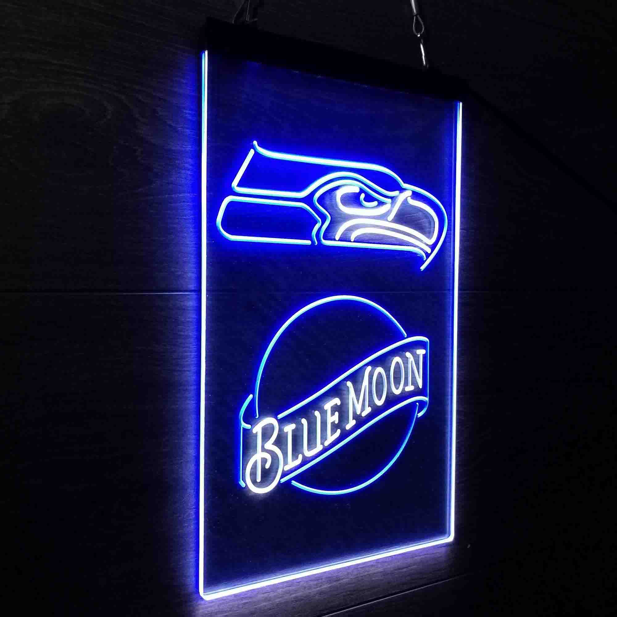 Blue Moon Bar Seattle Seahawks Est. 1976 Neon-Like LED Light Sign - led lab cave