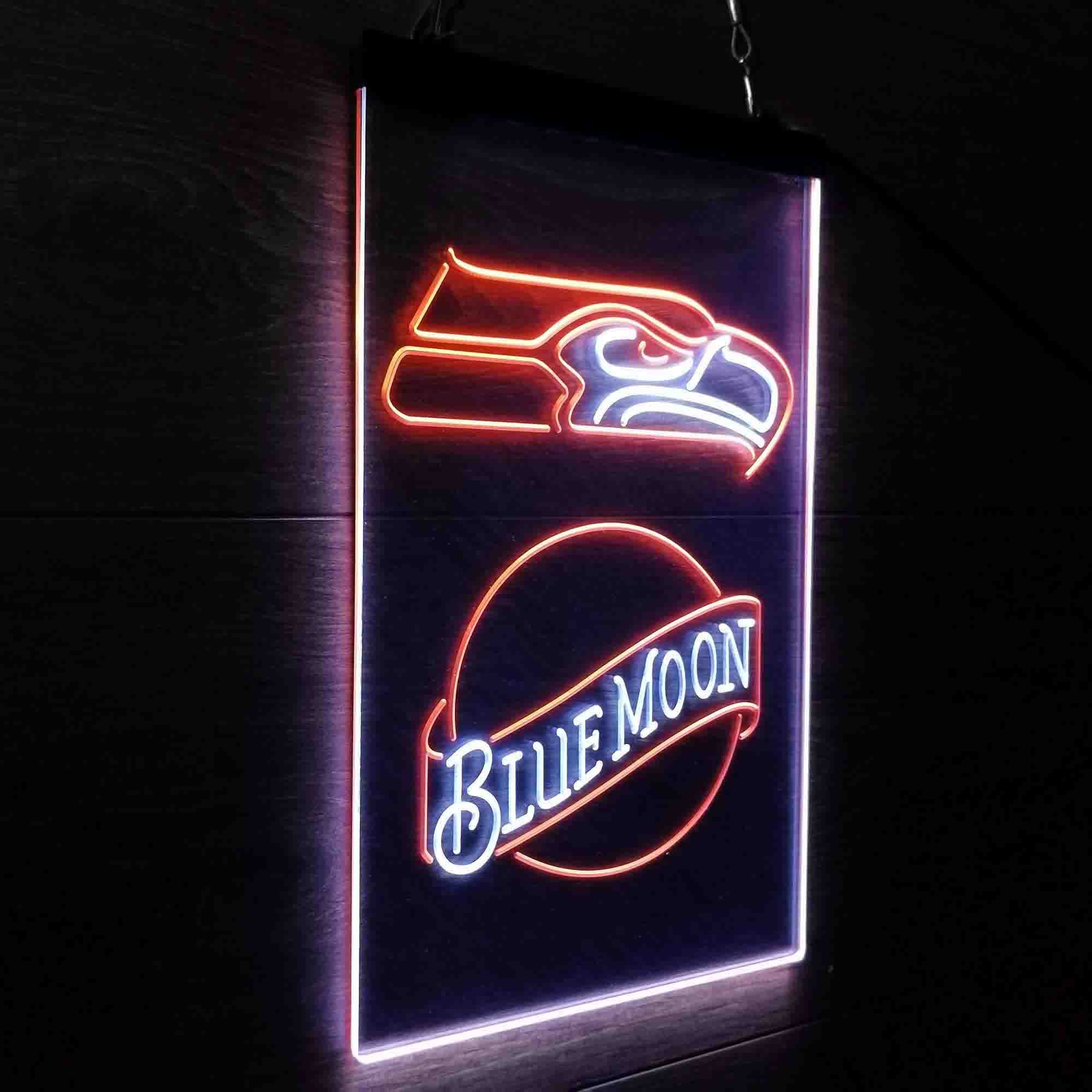 Blue Moon Bar Seattle Seahawks Est. 1976 Neon-Like LED Light Sign - led lab cave