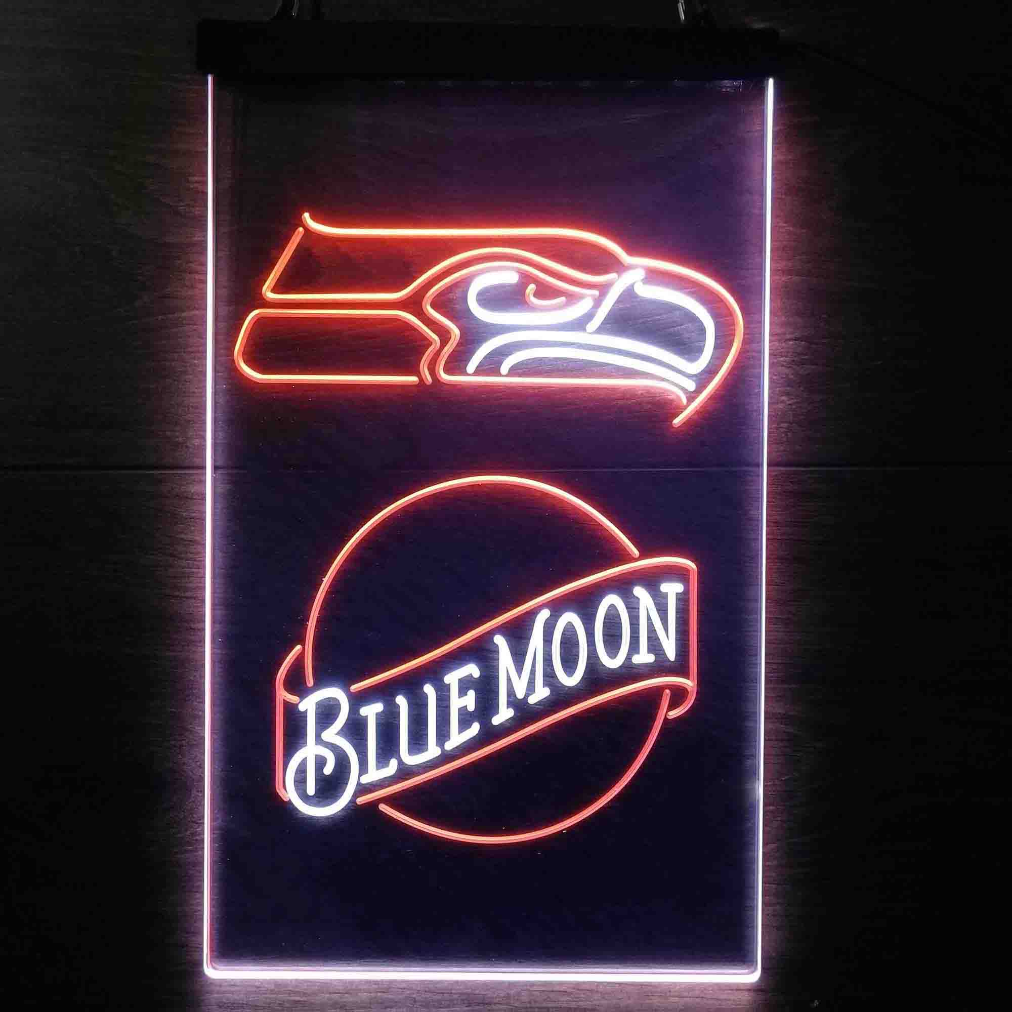 Blue Moon Bar Seattle Seahawks Est. 1976 Neon-Like LED Light Sign - led lab cave