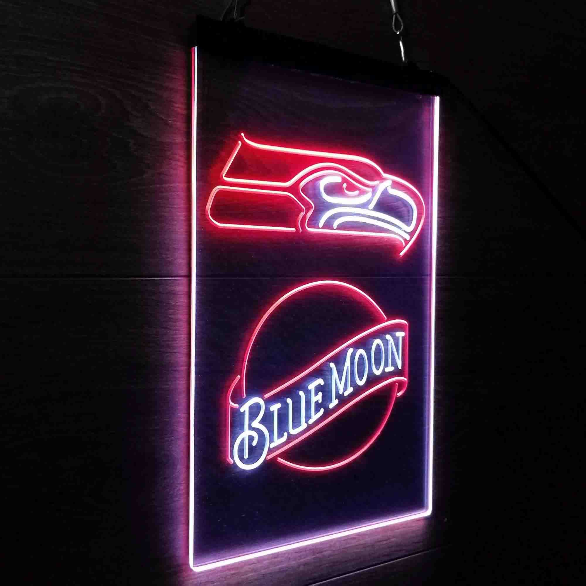 Blue Moon Bar Seattle Seahawks Est. 1976 Neon-Like LED Light Sign - led lab cave