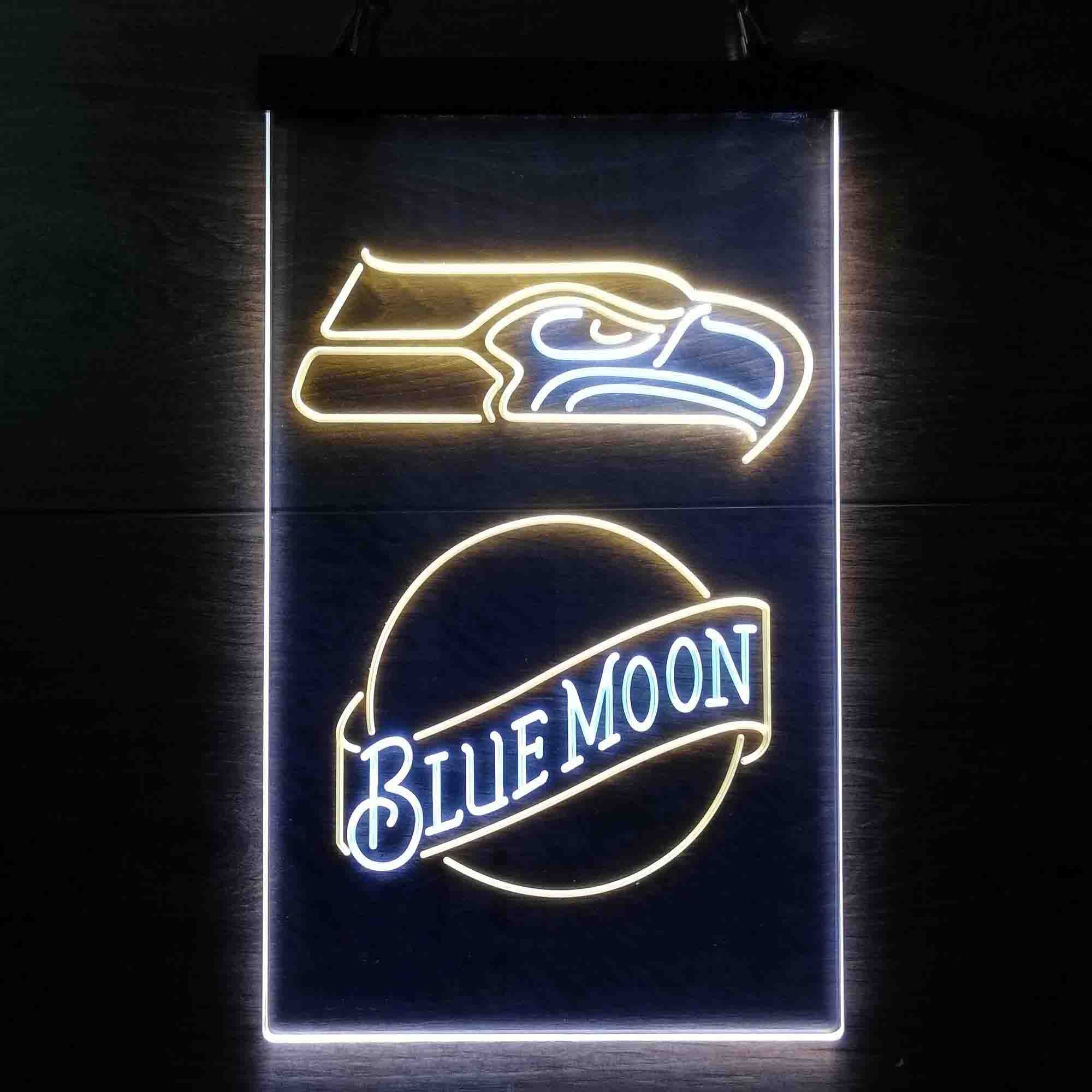 Blue Moon Bar Seattle Seahawks Est. 1976 Neon-Like LED Light Sign - led lab cave