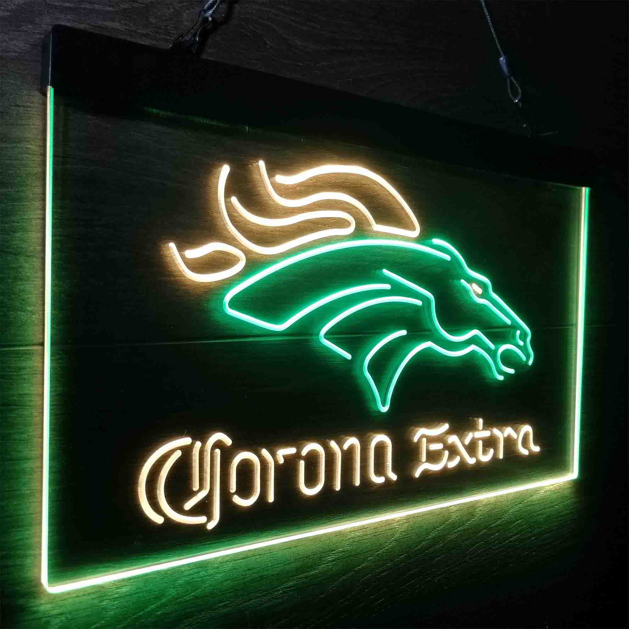 Denver Broncos Corona Extra Neon-Like LED Sign - ProLedSign