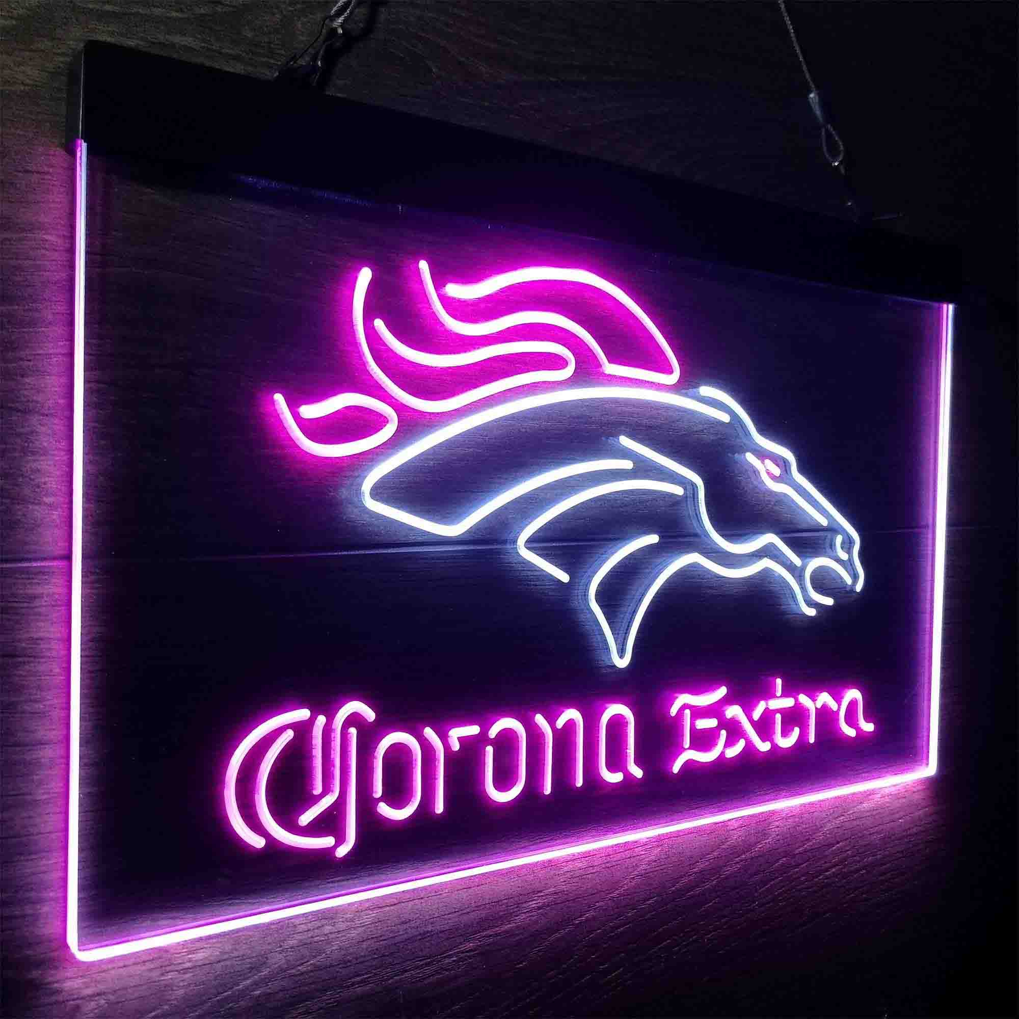 Denver Broncos Corona Extra Neon-Like LED Sign - ProLedSign