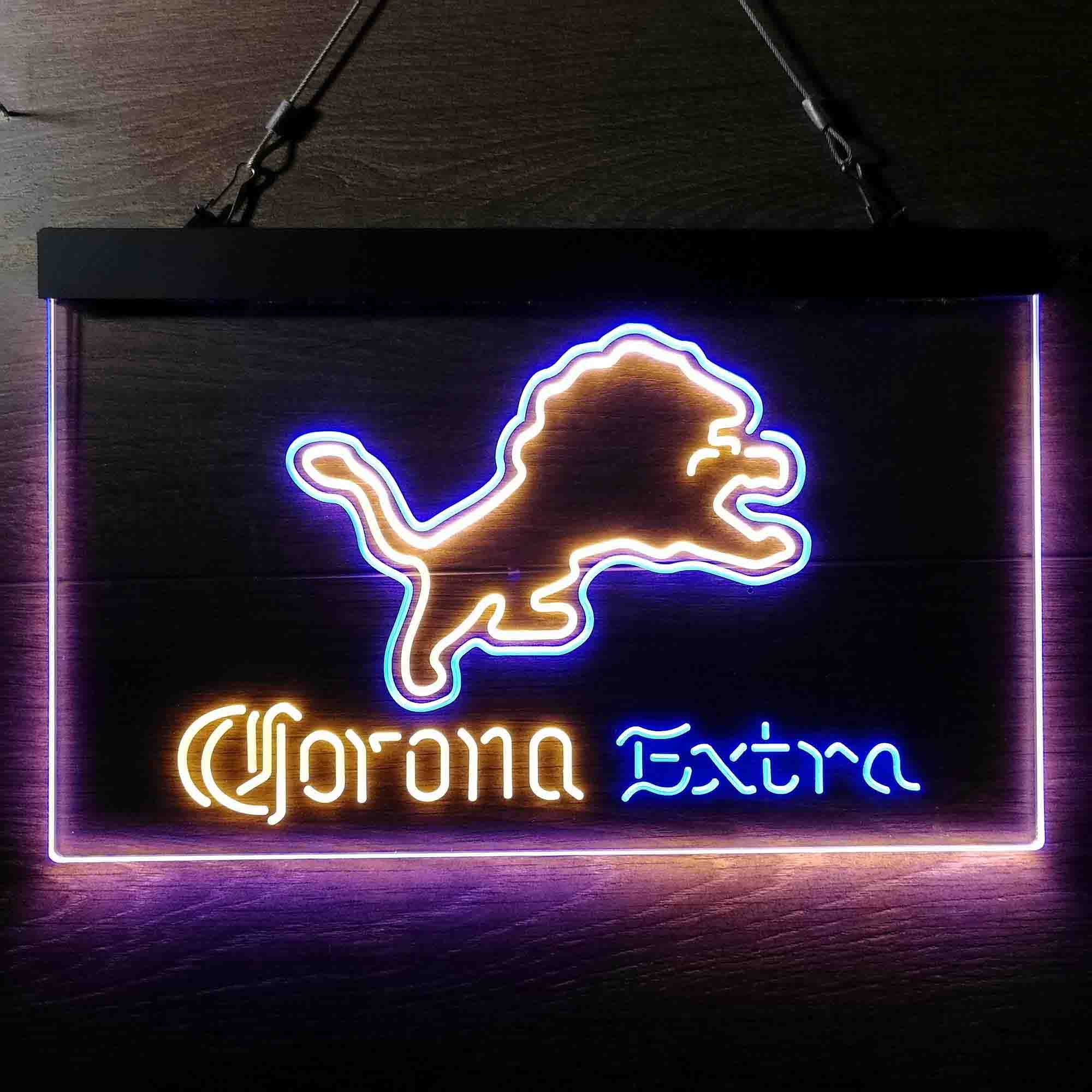 Detroit Lions Corona Extra Bar Neon-Like LED Light Sign - ProLedSign