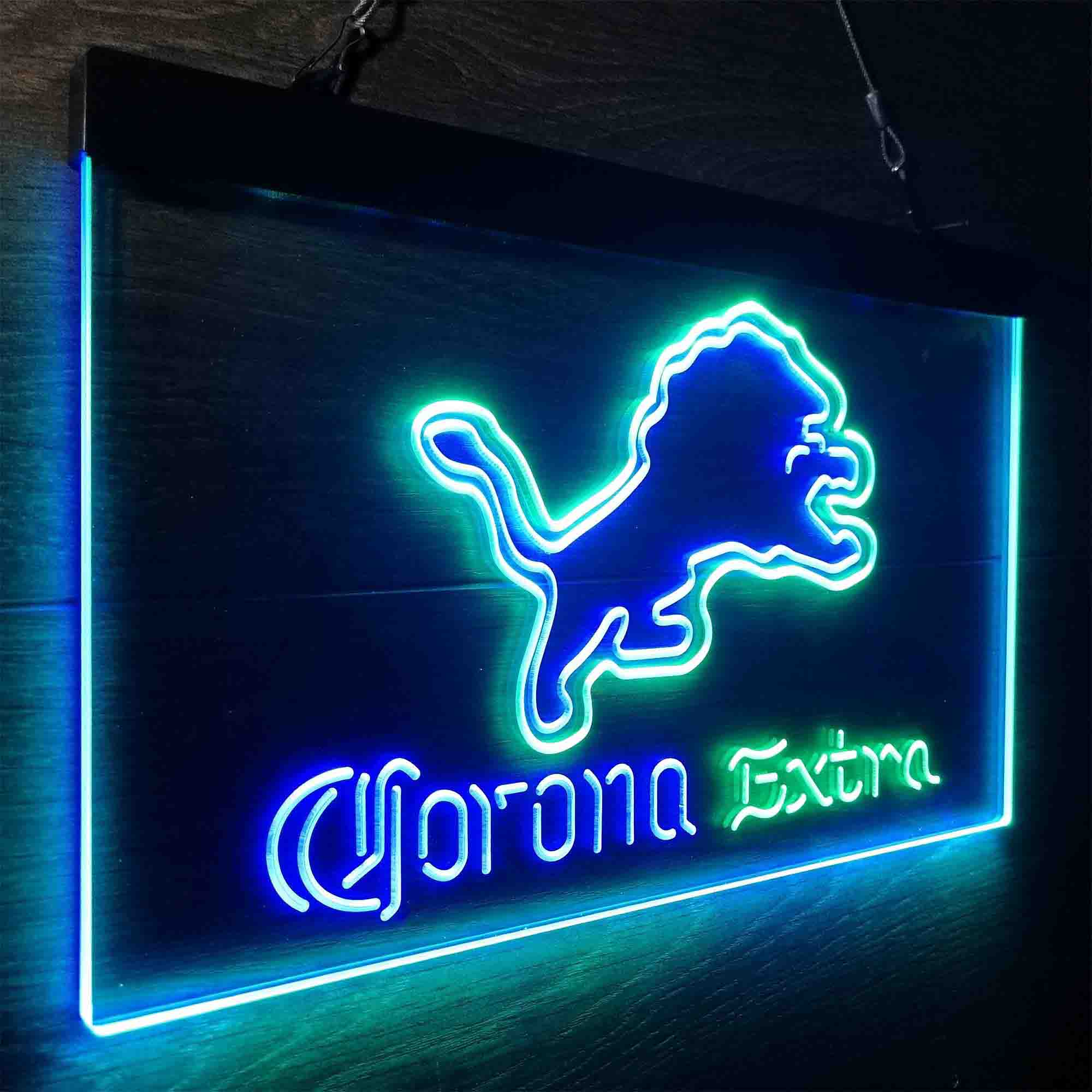 Detroit Lions Corona Extra Bar Neon-Like LED Light Sign - ProLedSign