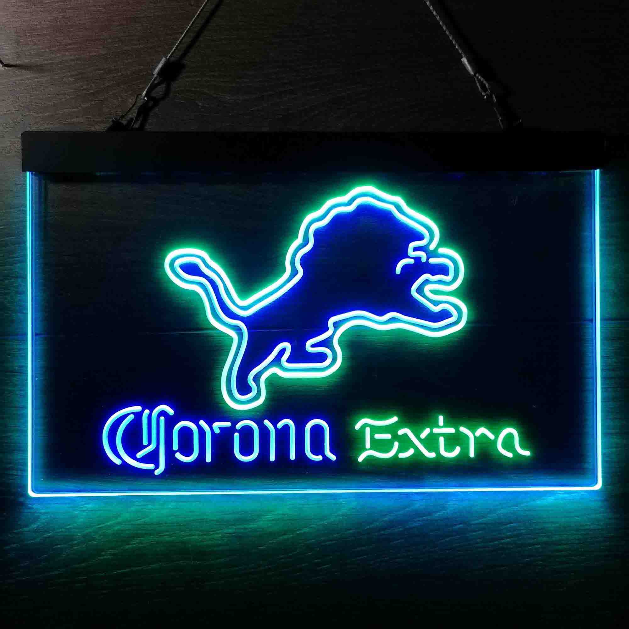 Detroit Lions Corona Extra Bar Neon-Like LED Light Sign - ProLedSign